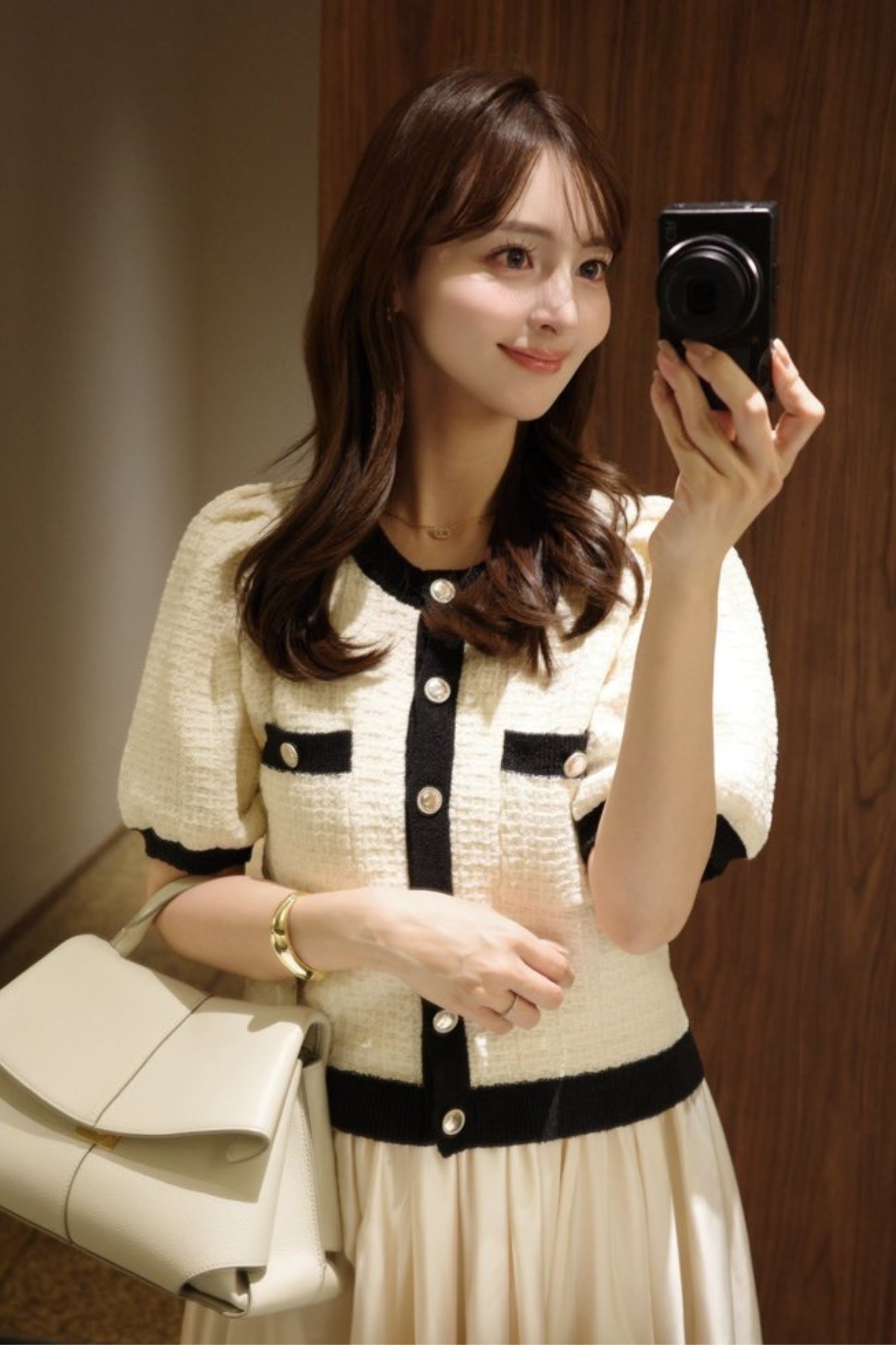 バイカラーニットカーディガン