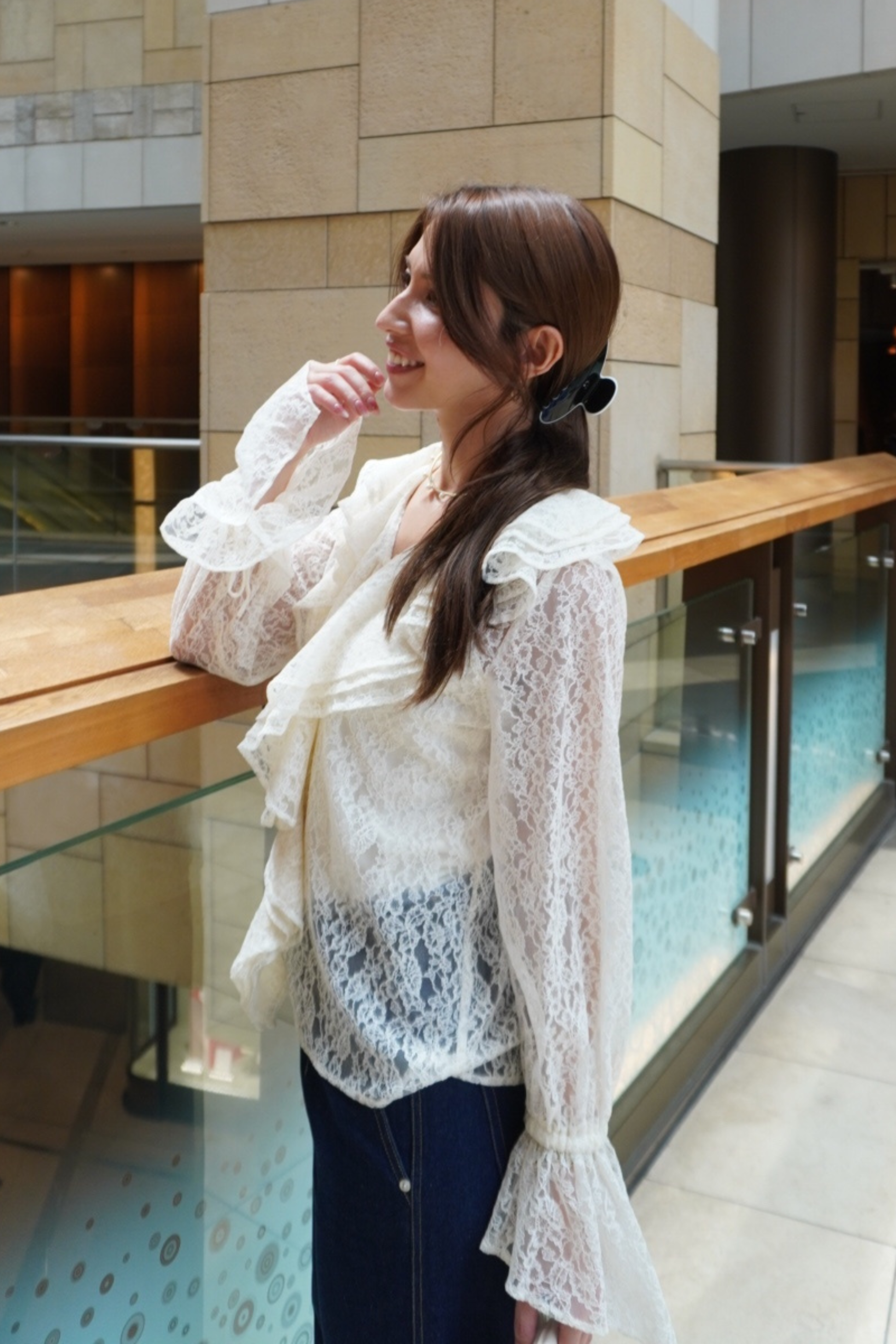 Scalloped lace blouse