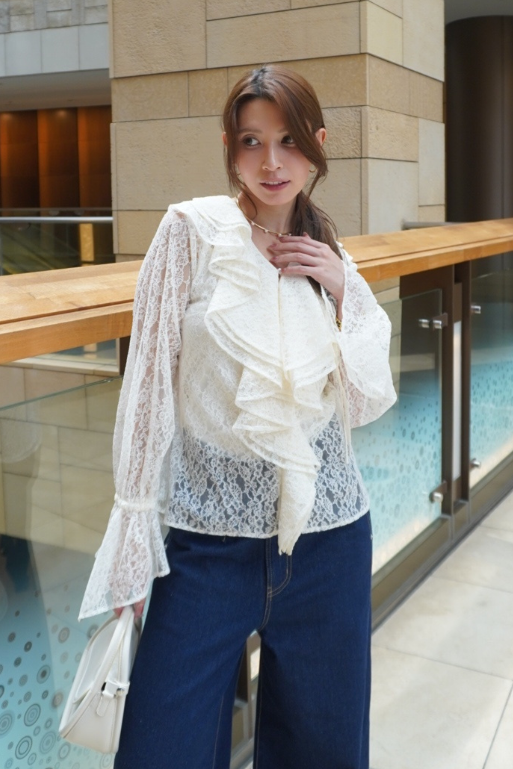 Scalloped lace blouse