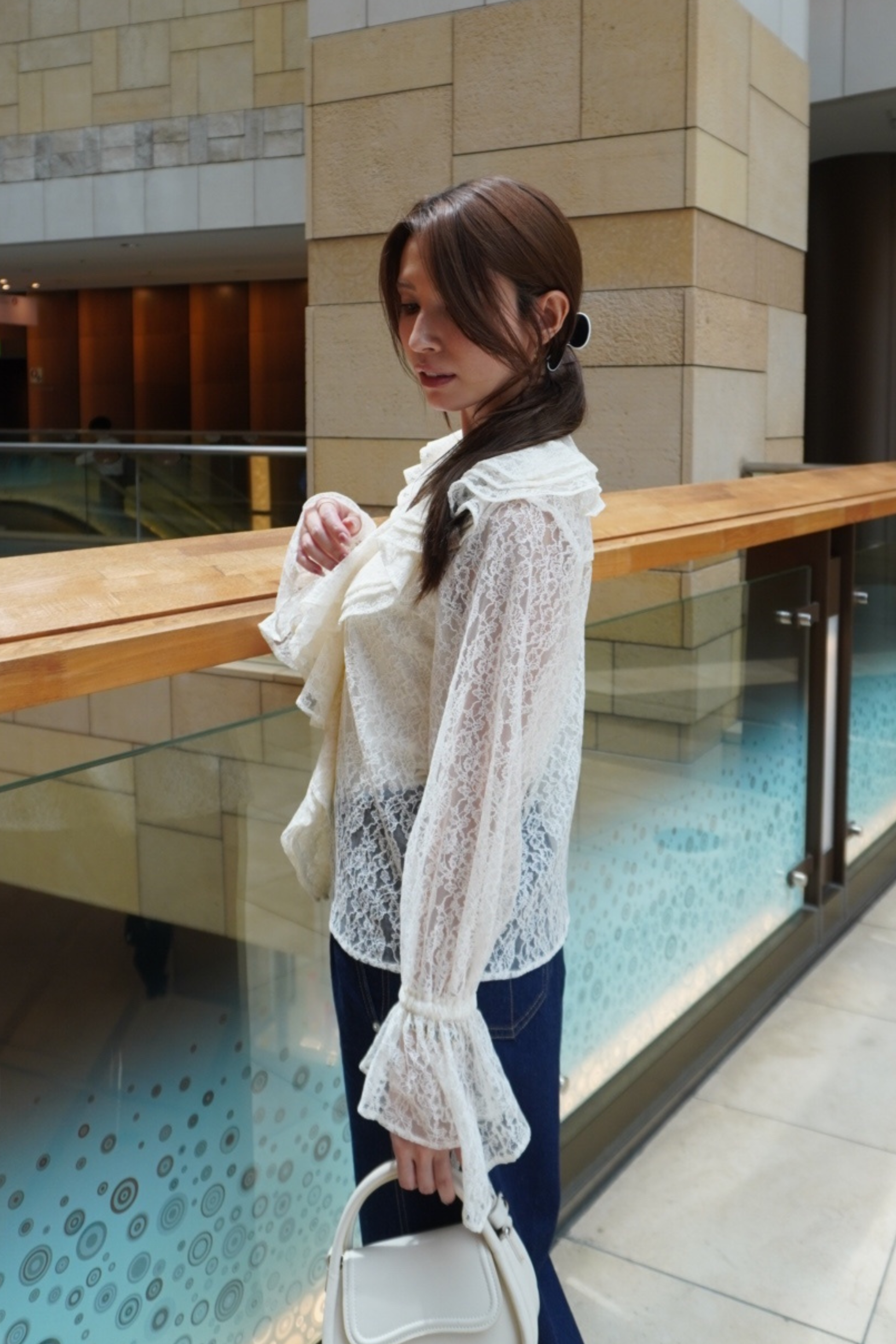 Scalloped lace blouse