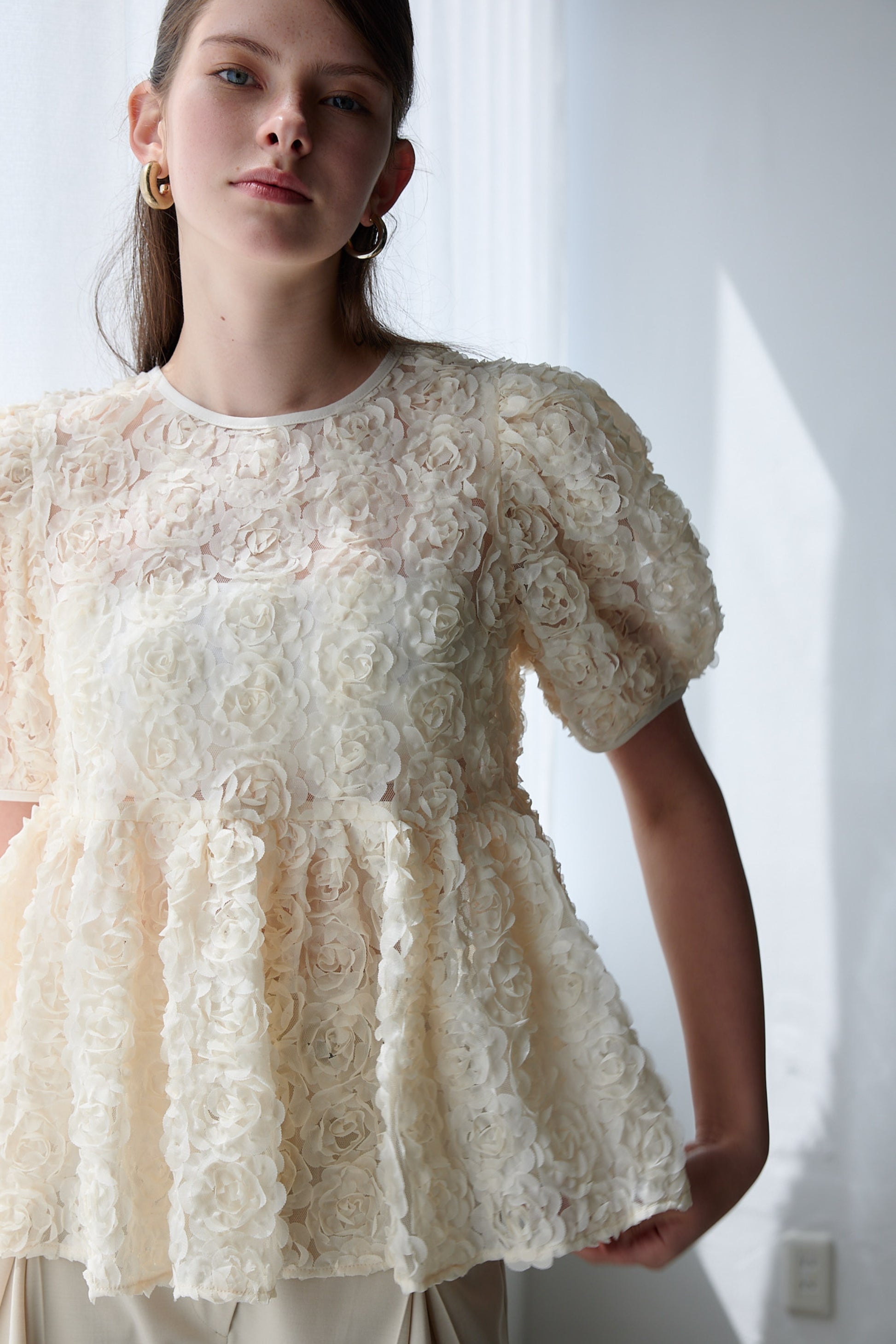 Flower Tulle  blouse