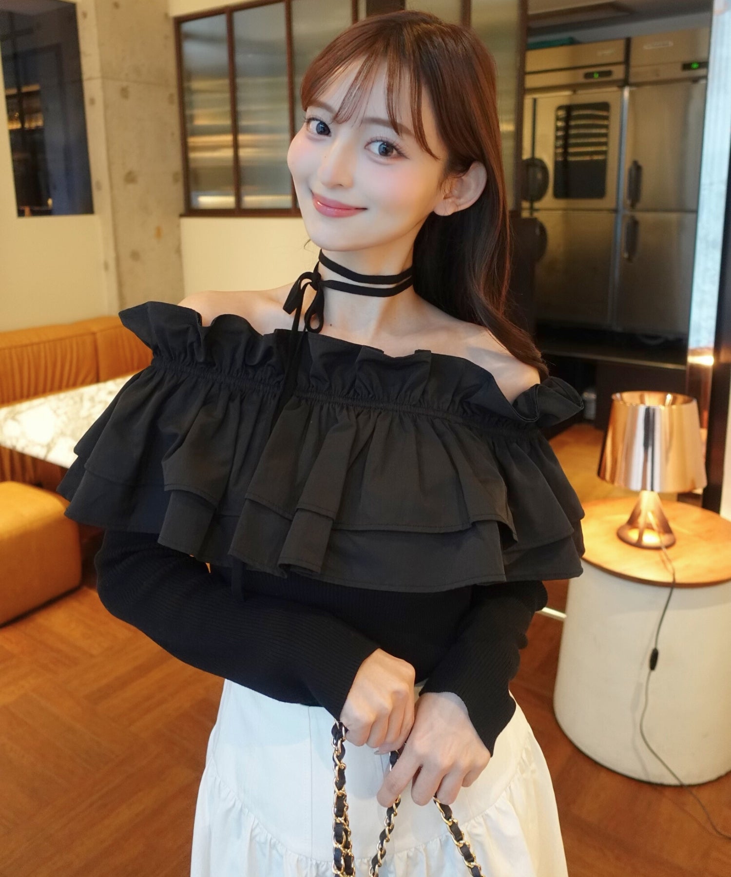 Choker frill knit【Black】