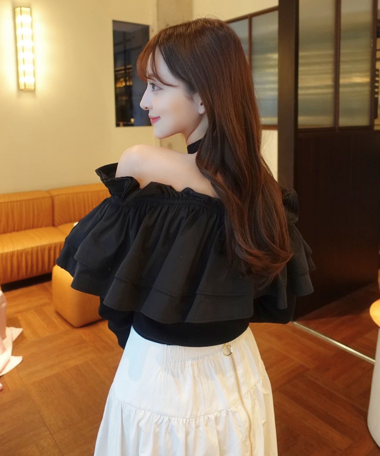 Choker frill knit【Black】