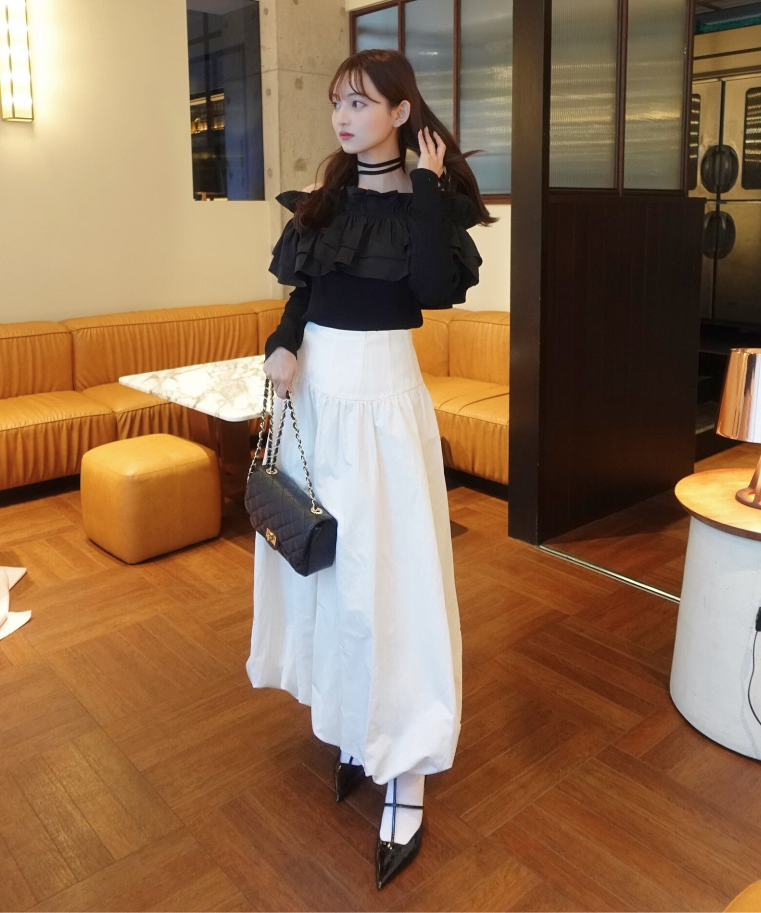 Choker frill knit【Black】