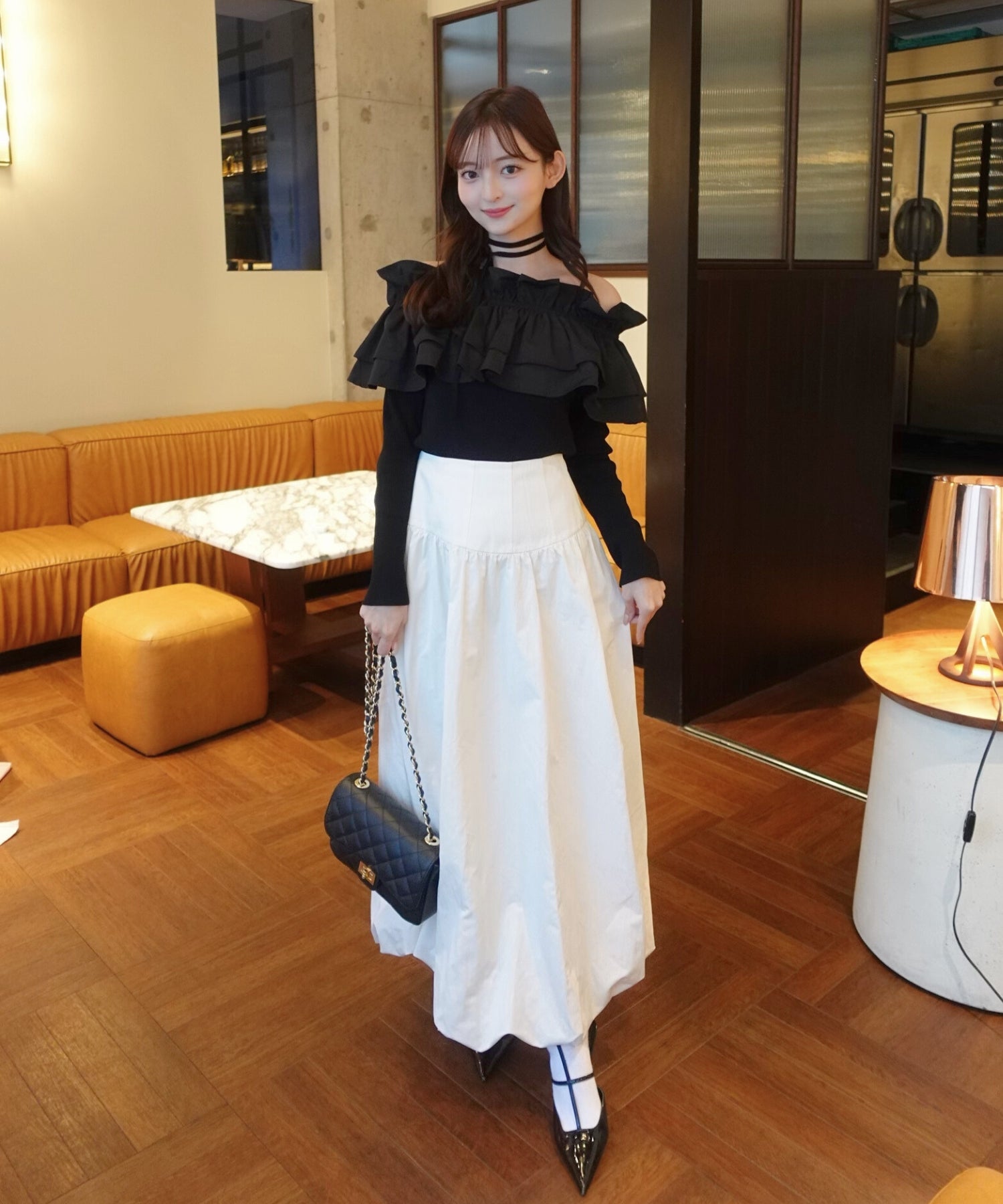 Choker frill knit【Black】