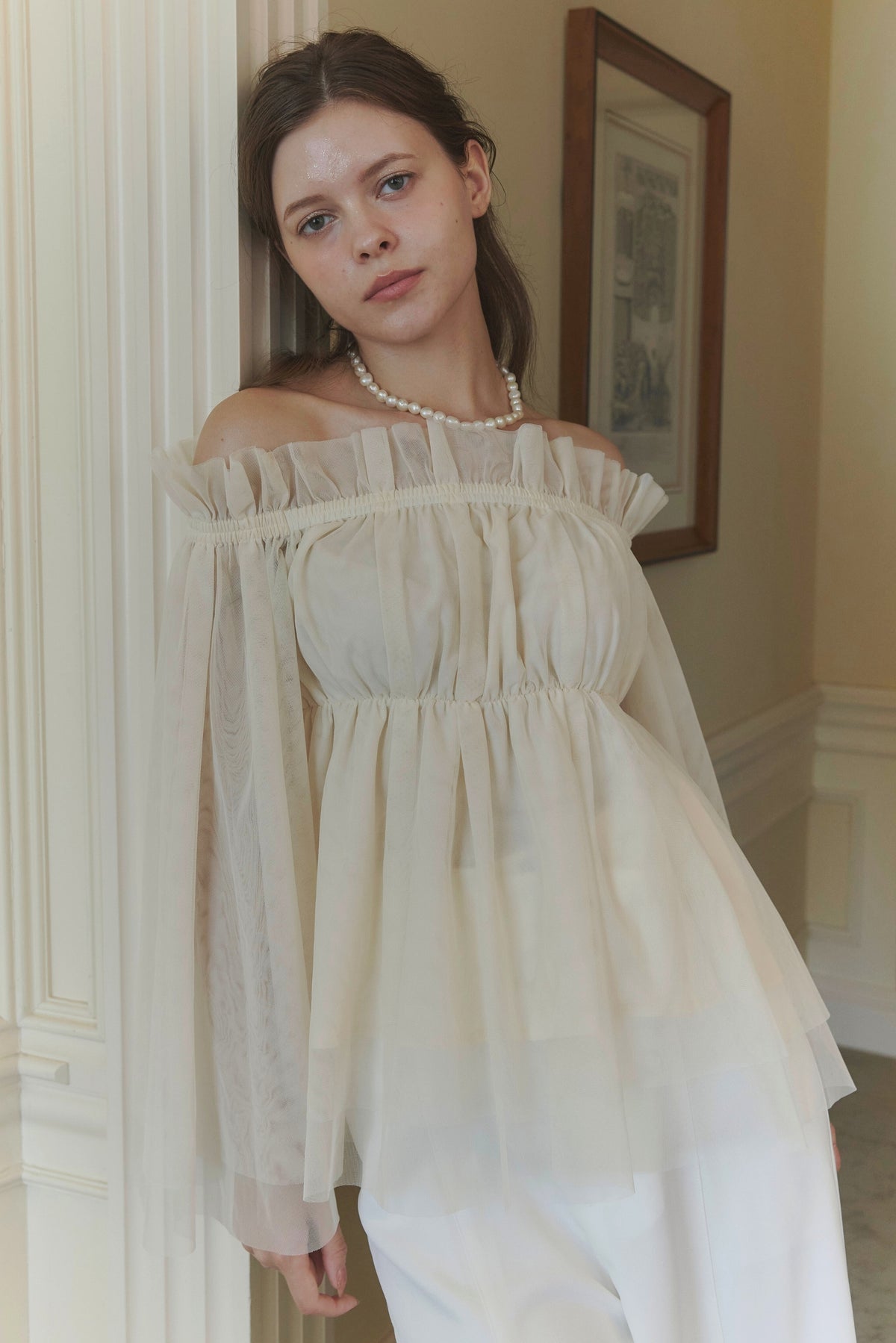 Tulle peplum blouse