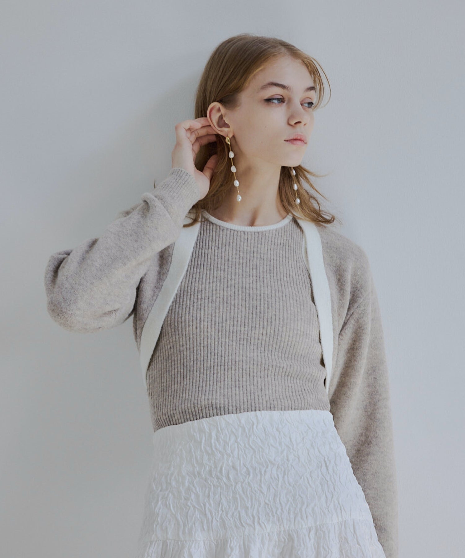 Bicolor knit ensemble【Beige】