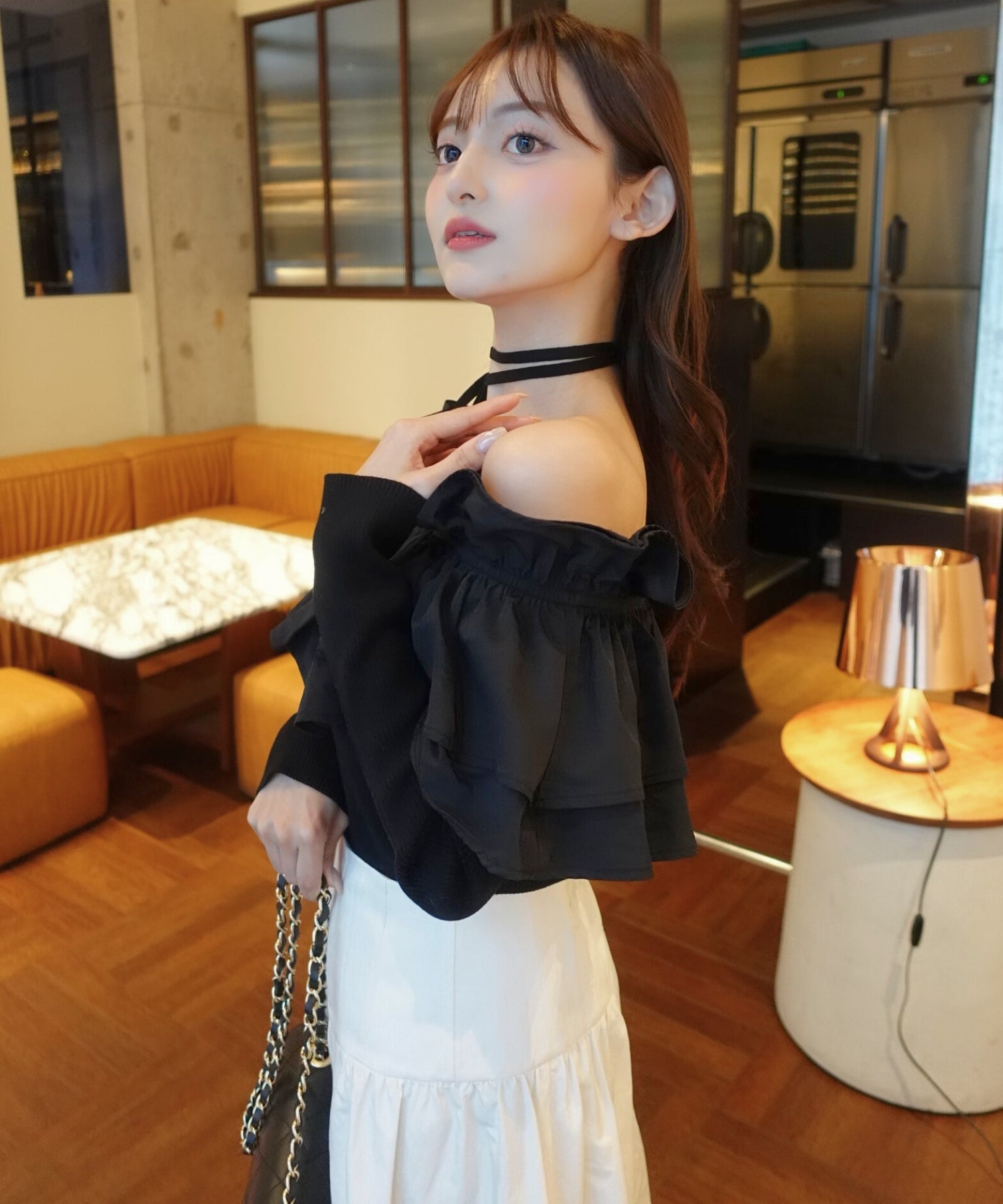 Choker frill knit【Black】