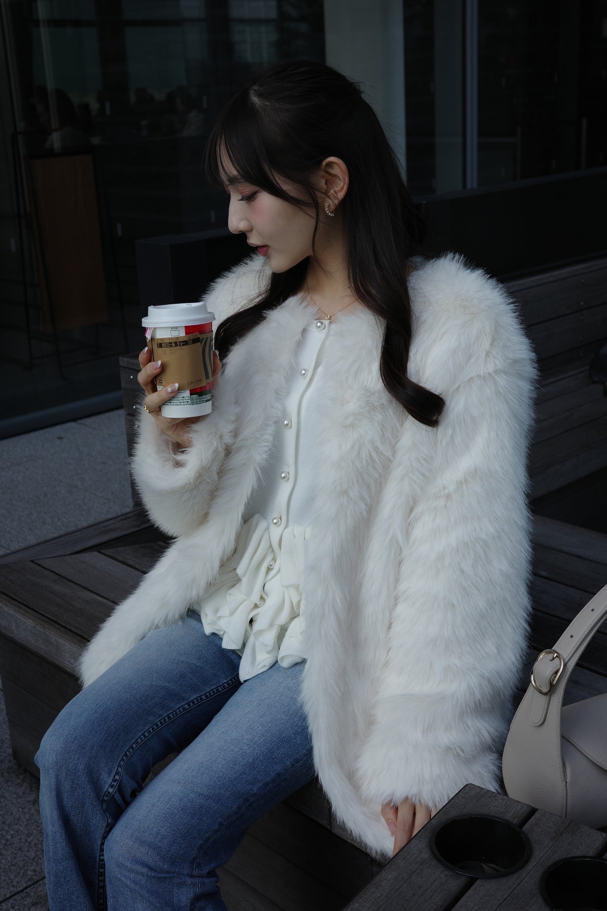 Loose fur coat【Ivory】ORGUE オルグ Loose fur coat