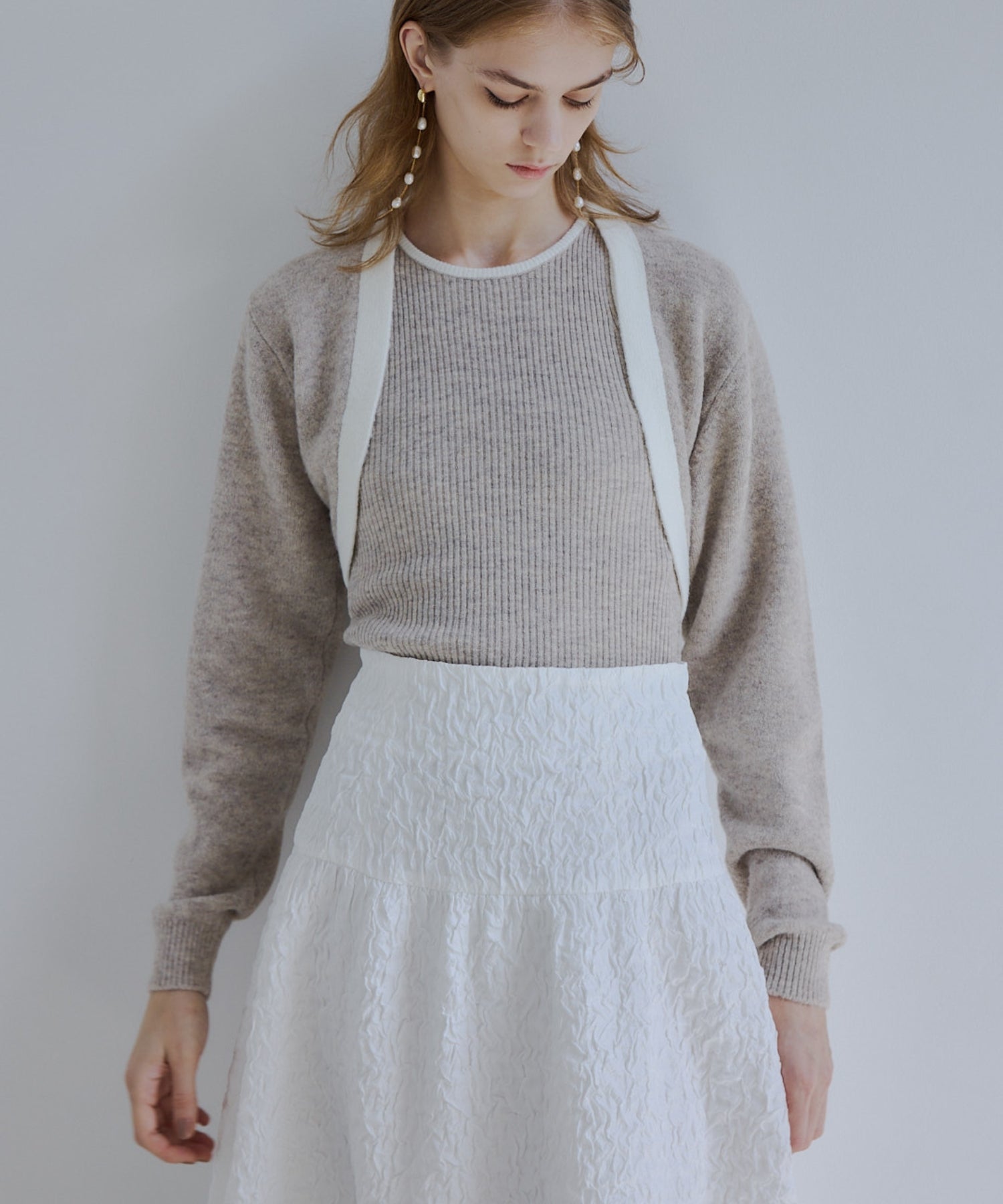 Bicolor knit ensemble【Beige】