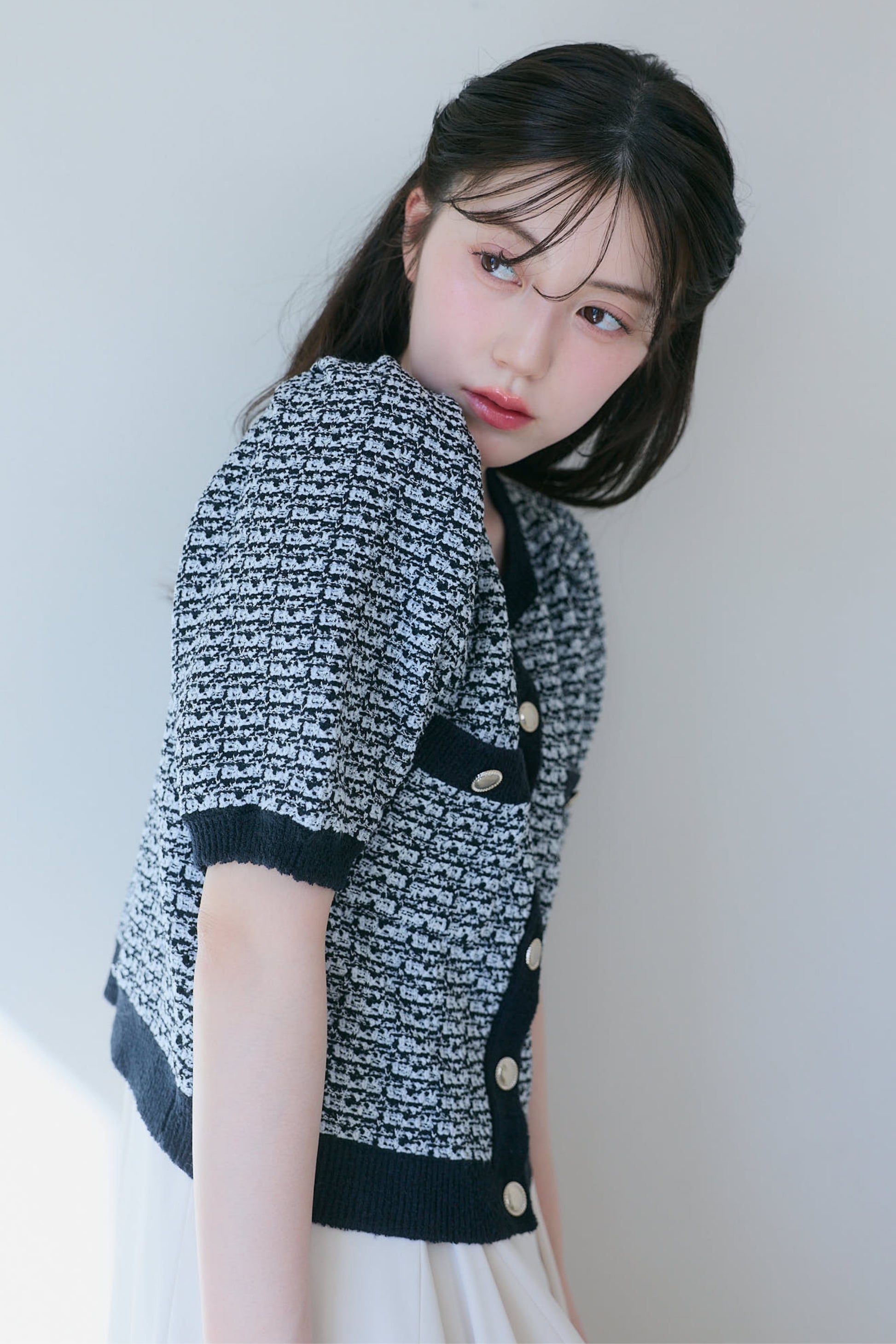 バイカラーニットカーディガン