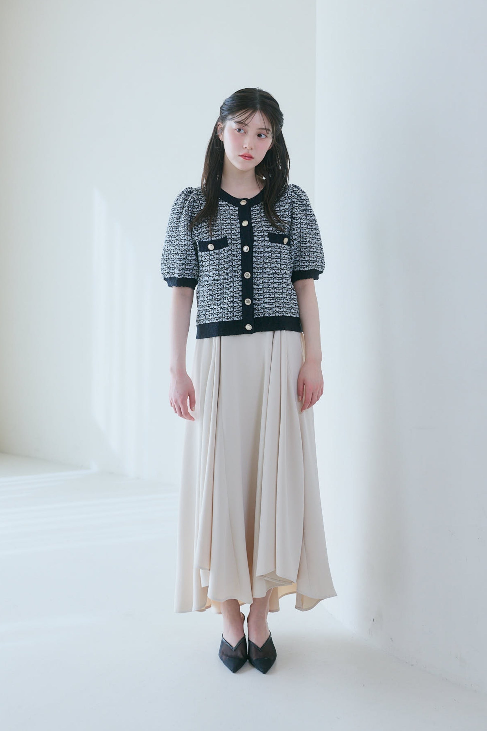 バイカラーニットカーディガン