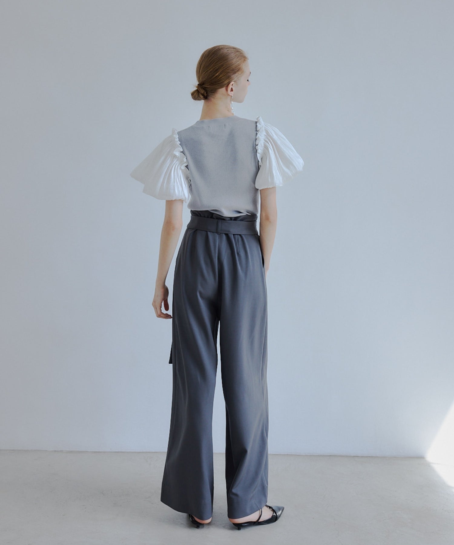 Belted wide pants