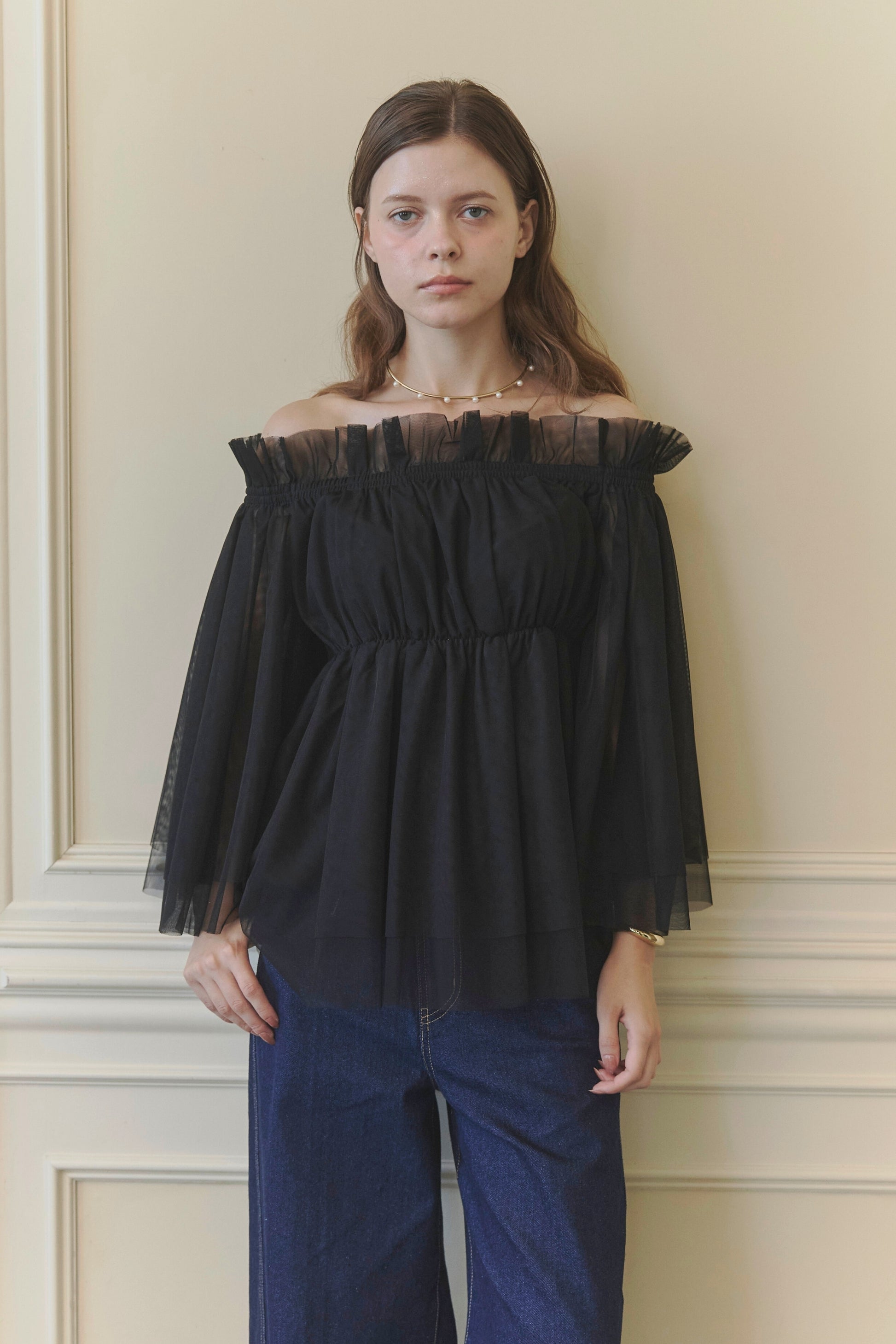 Tulle peplum blouse