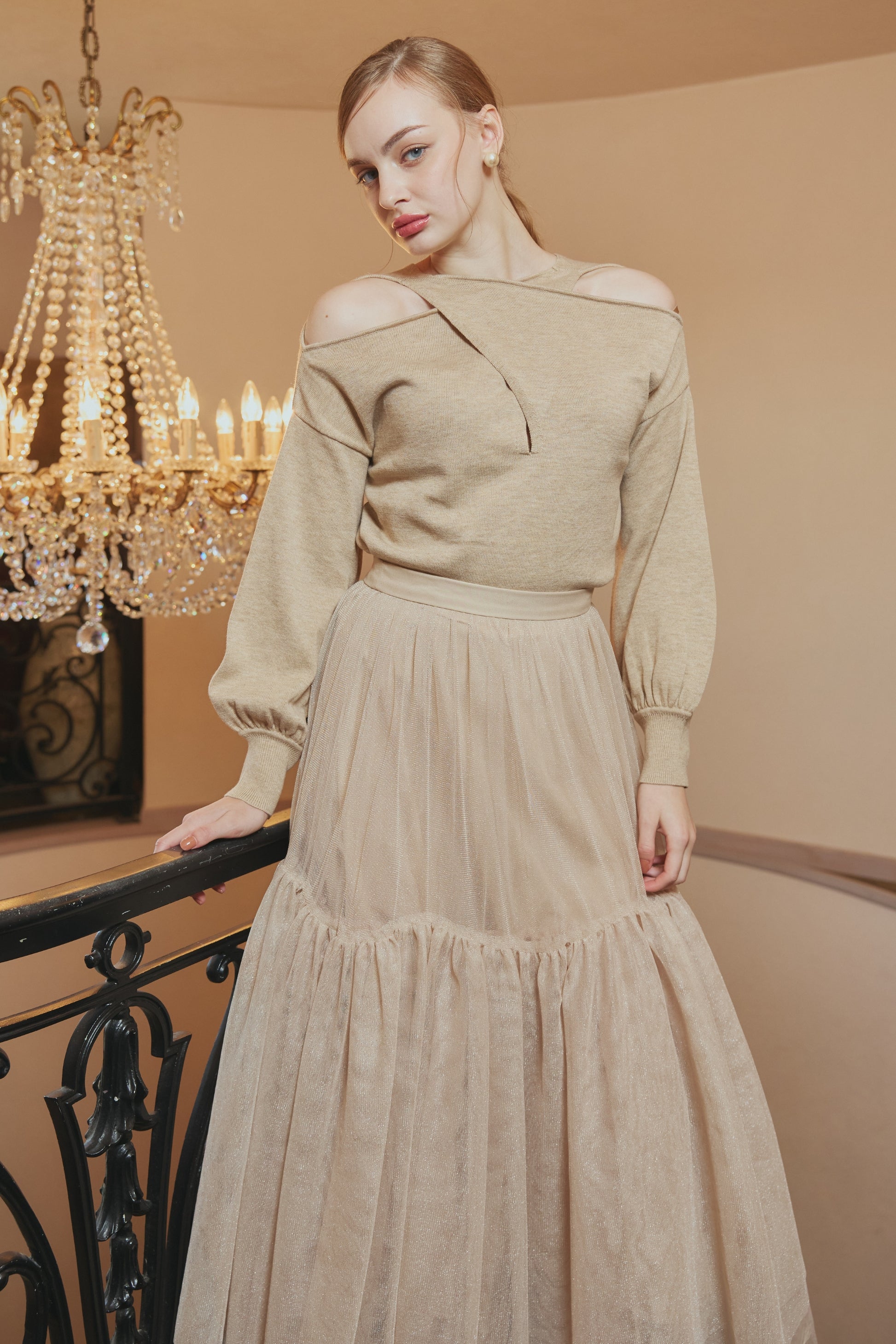 【SALE】Twist high neck knit