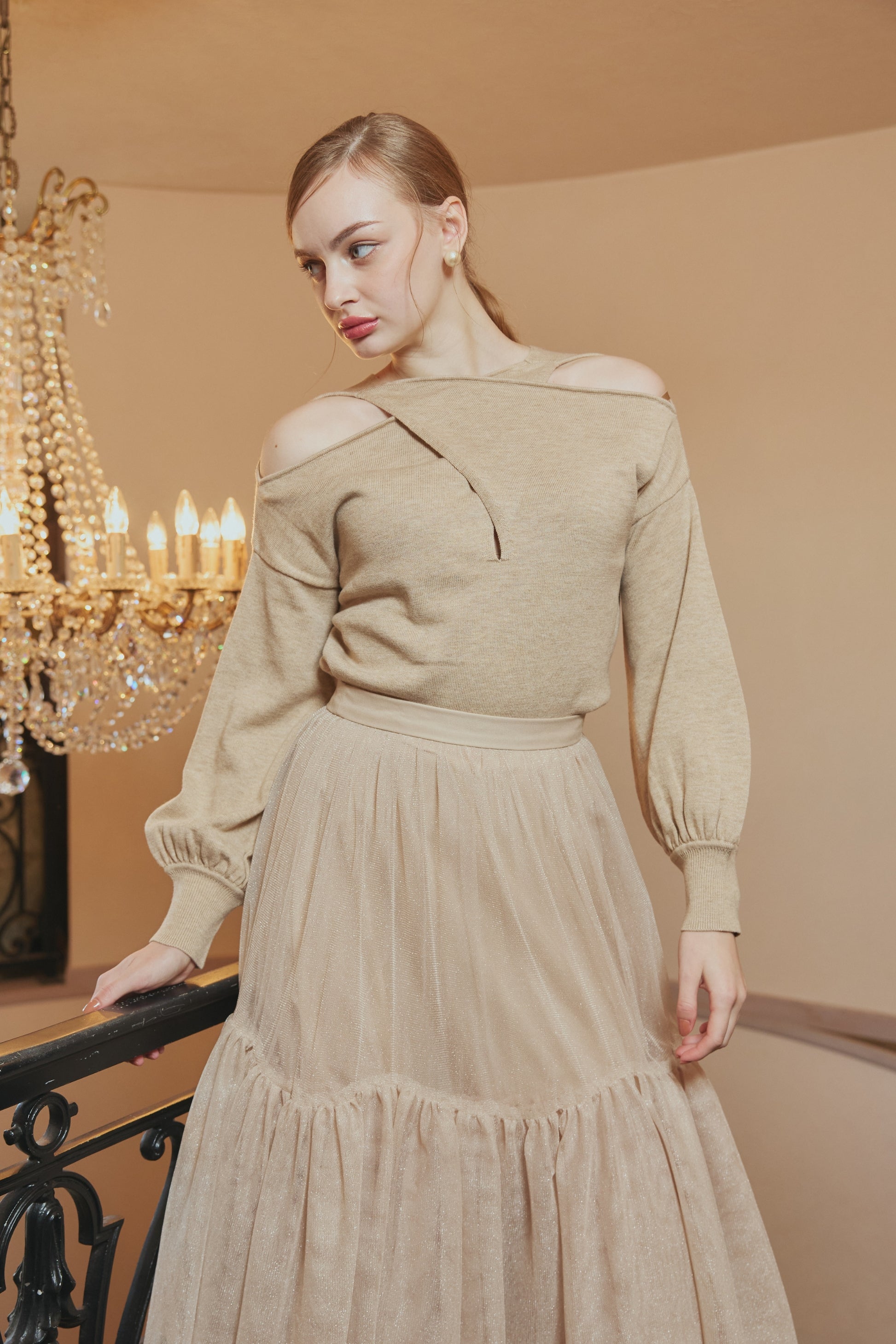 【SALE】Twist high neck knit