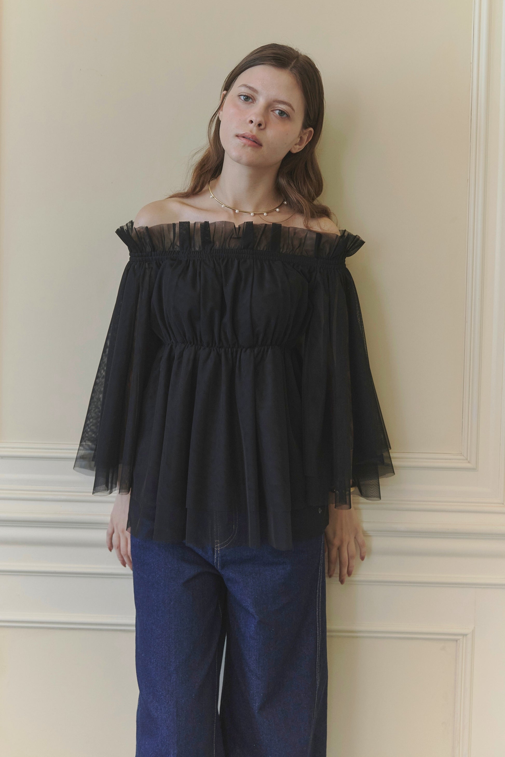 Tulle  peplum blouse