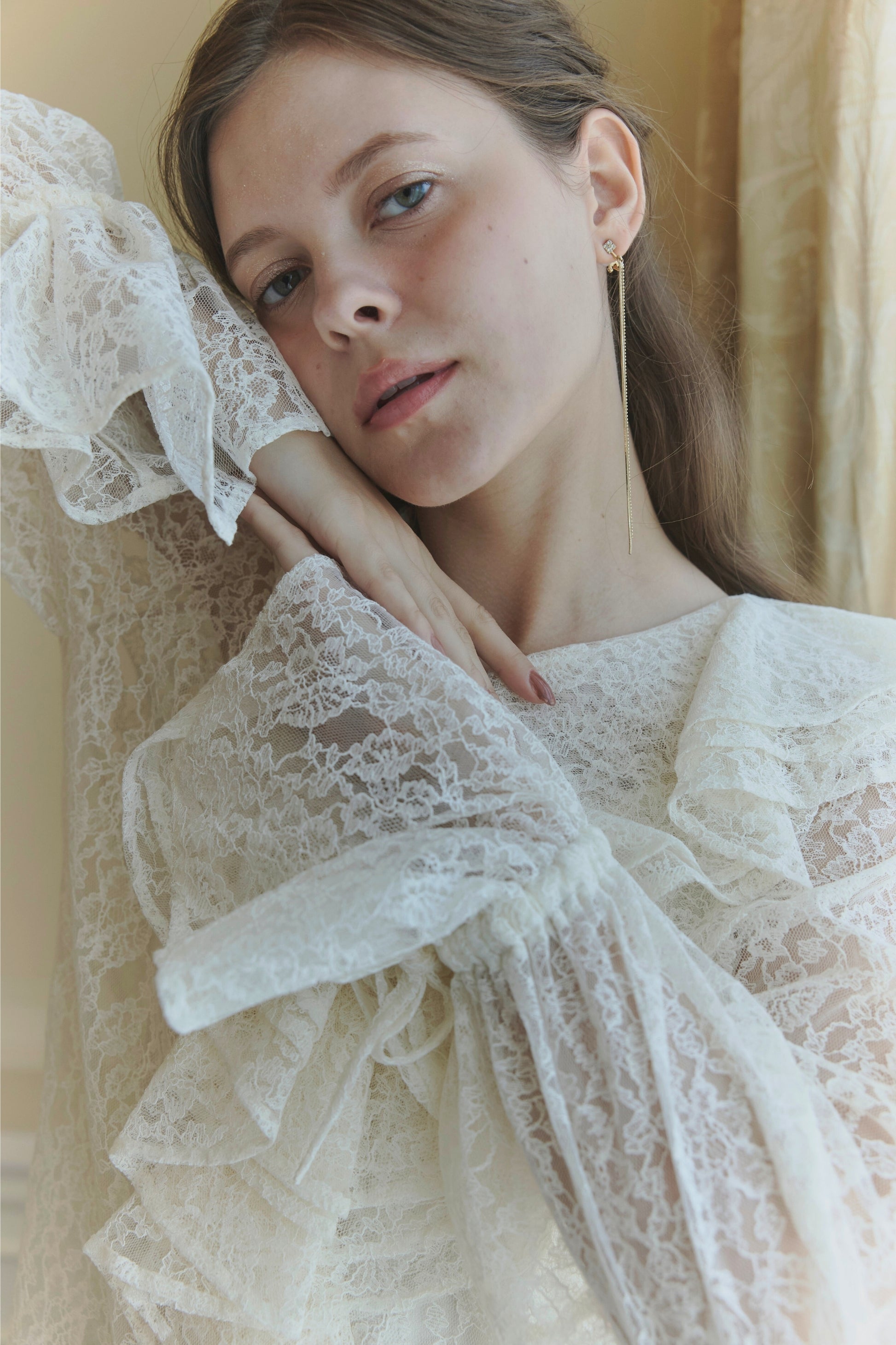Scalloped lace blouse