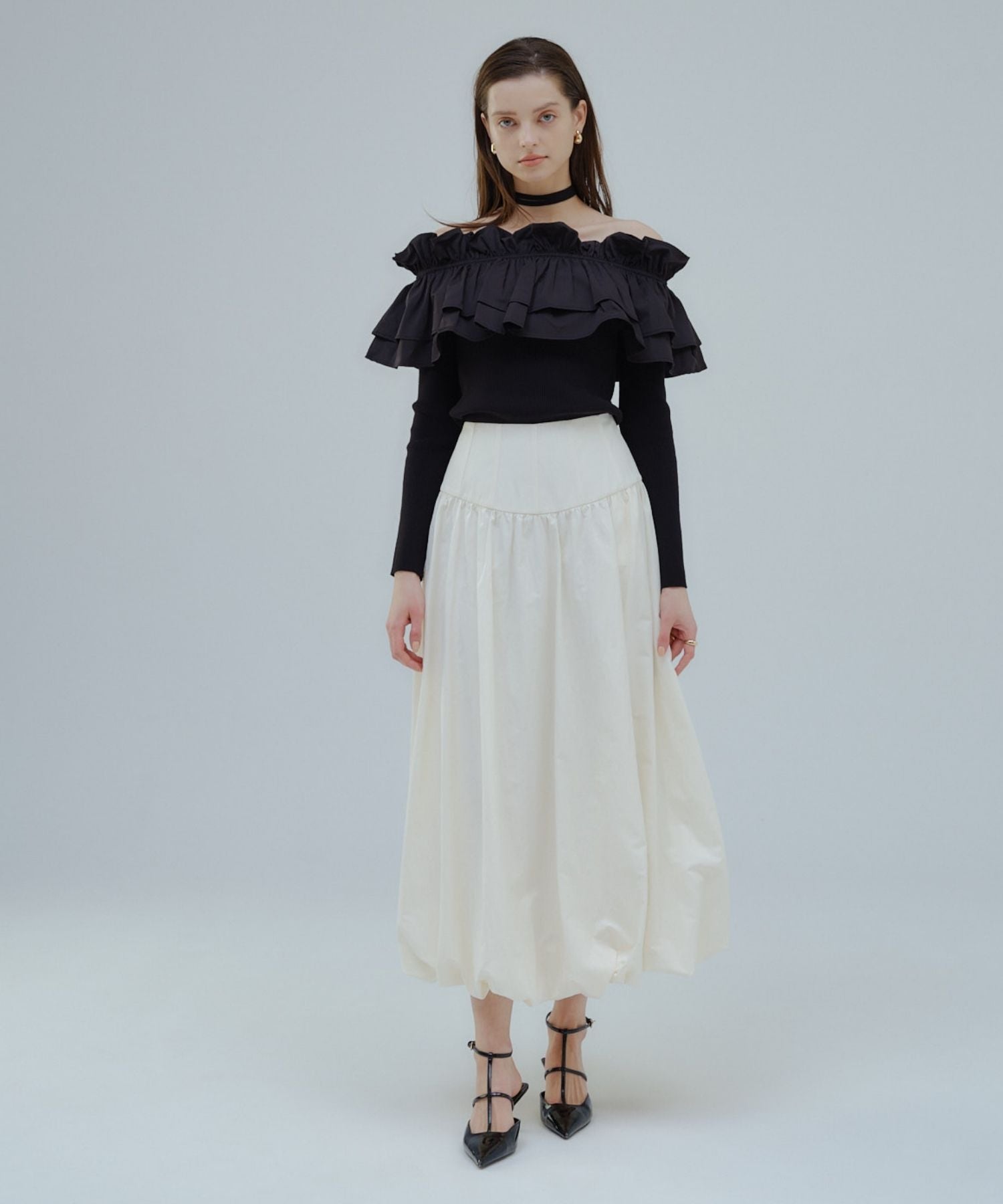 Choker frill knit【Black】