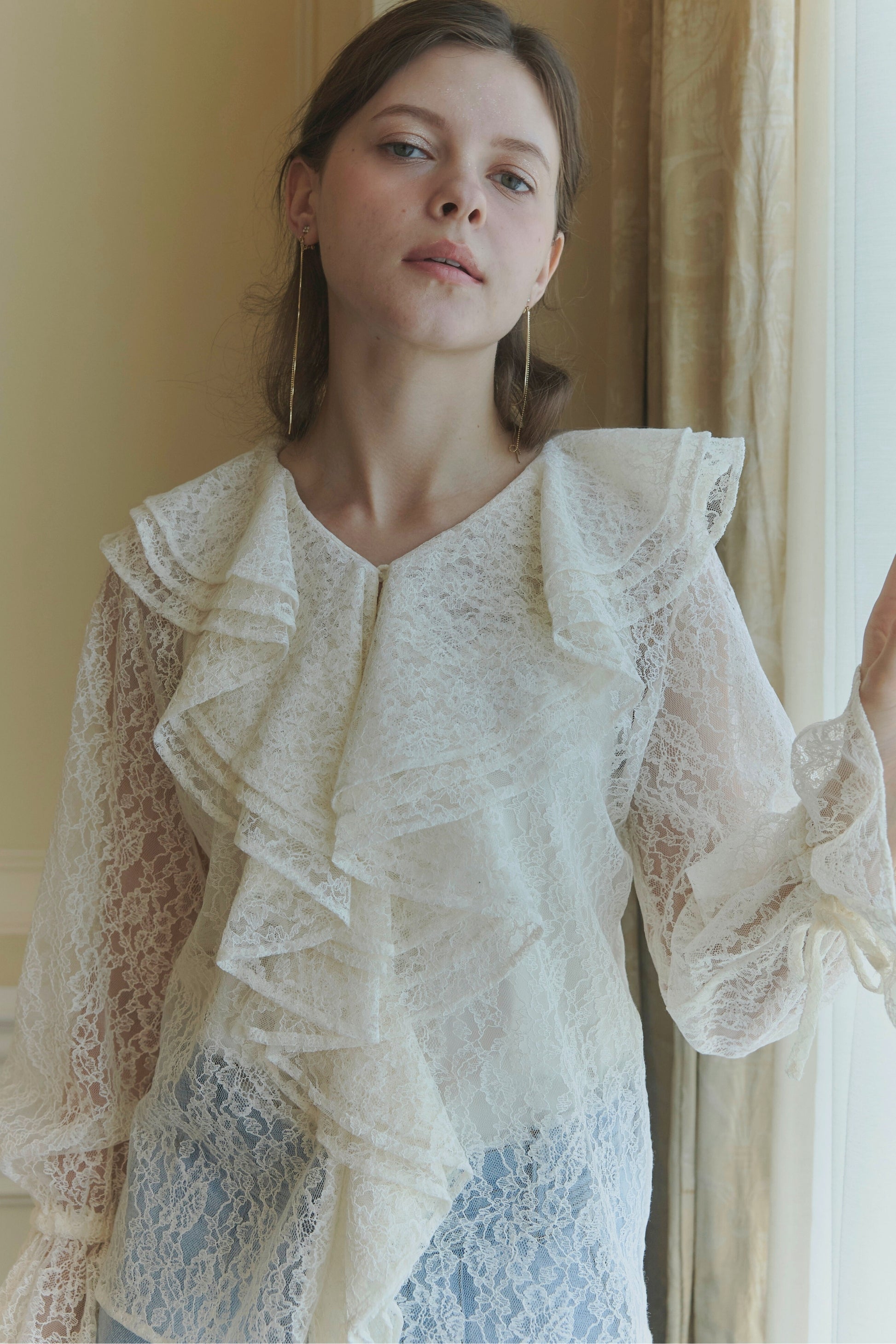 Scalloped lace blouse