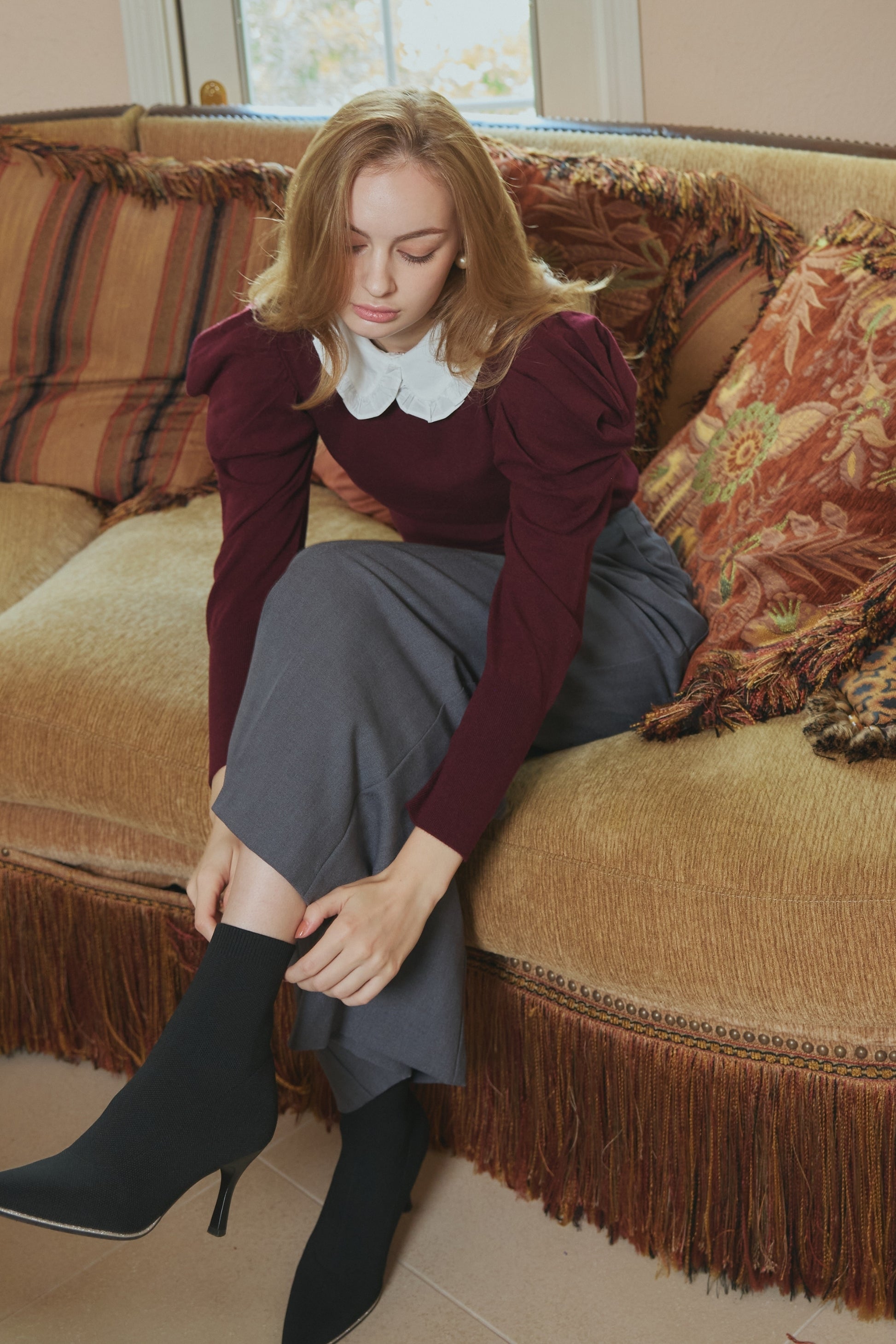 Puff Sleeve polo Knit