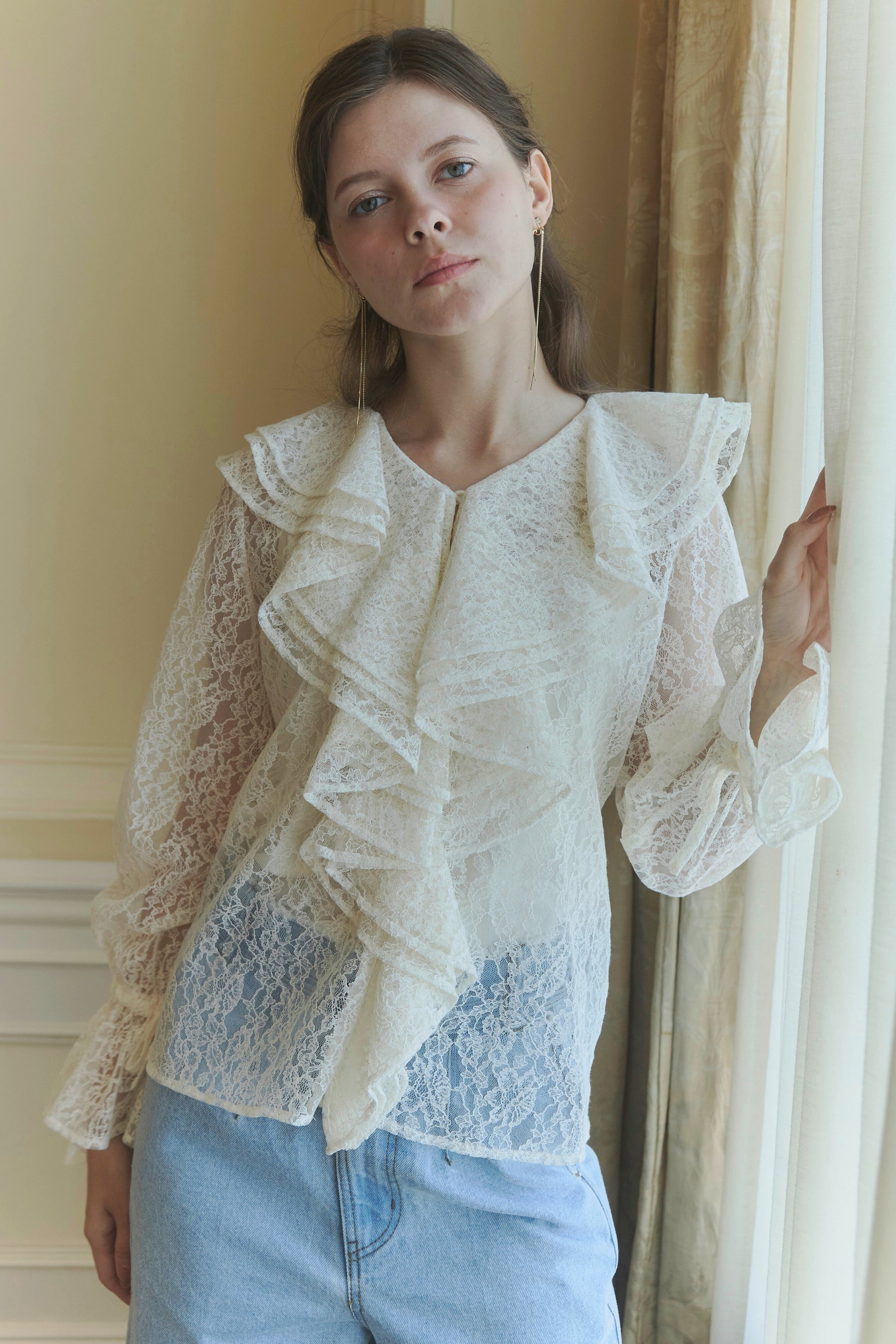 Scalloped lace blouse