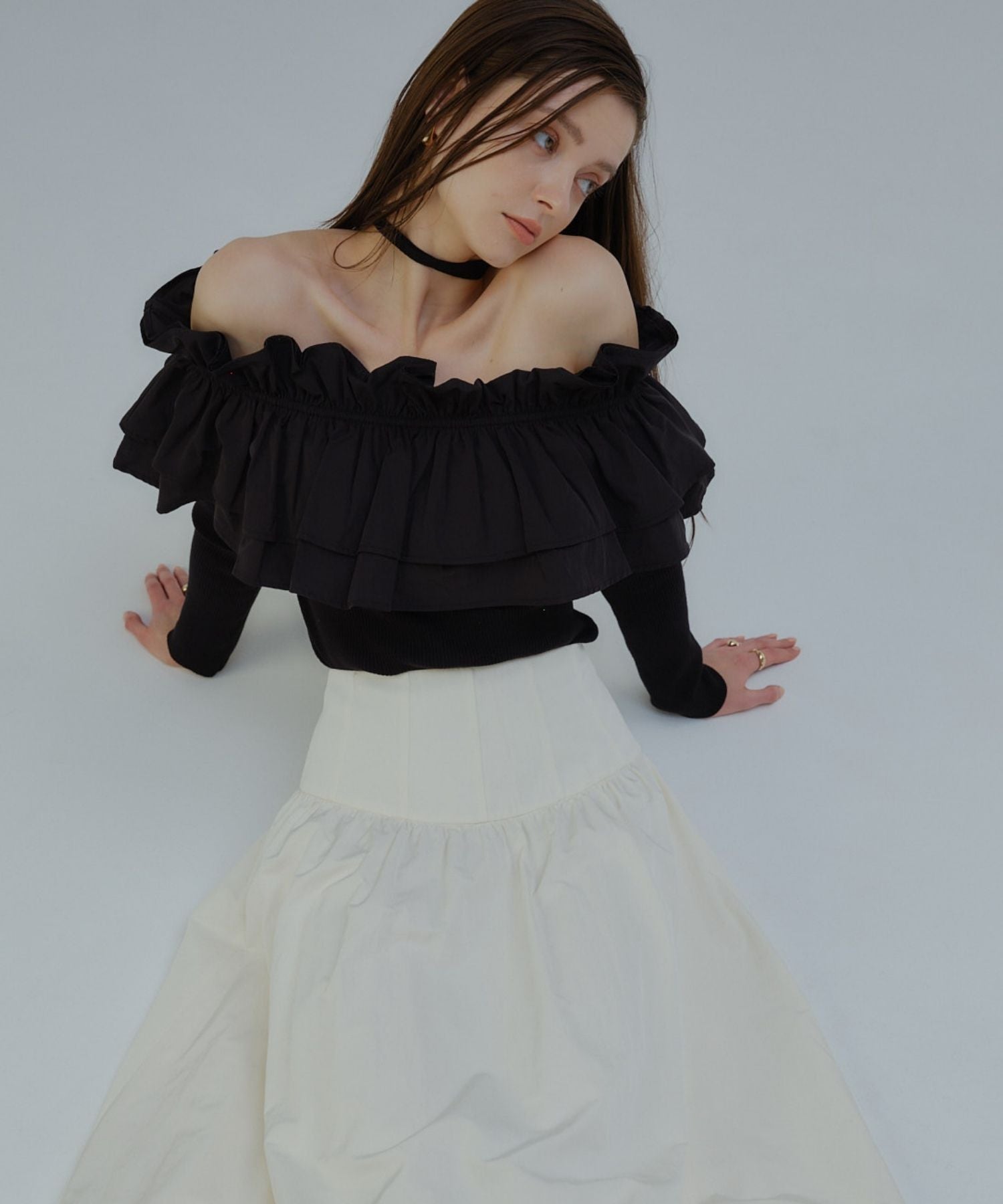 Choker frill knit【Black】