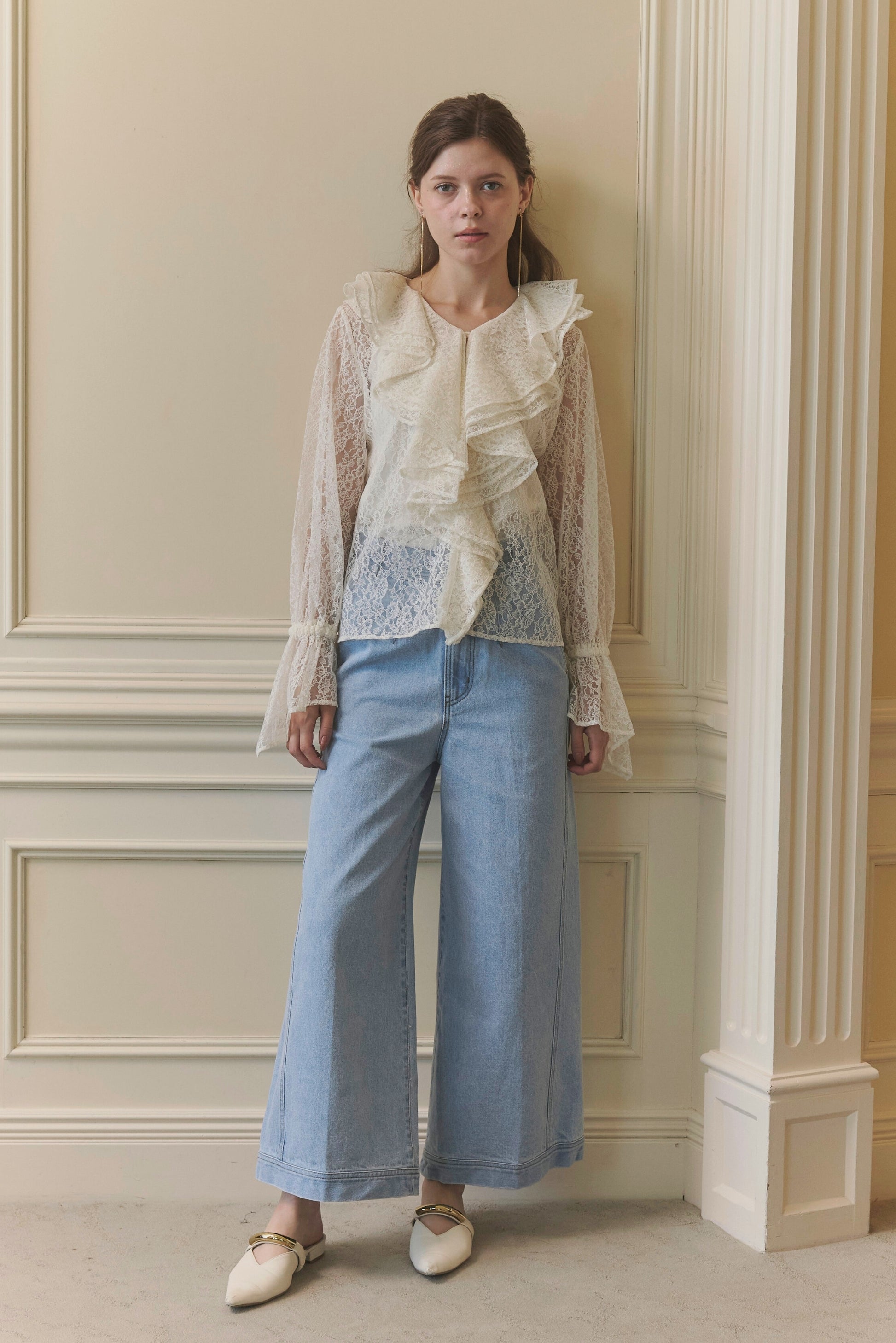Scalloped lace blouse