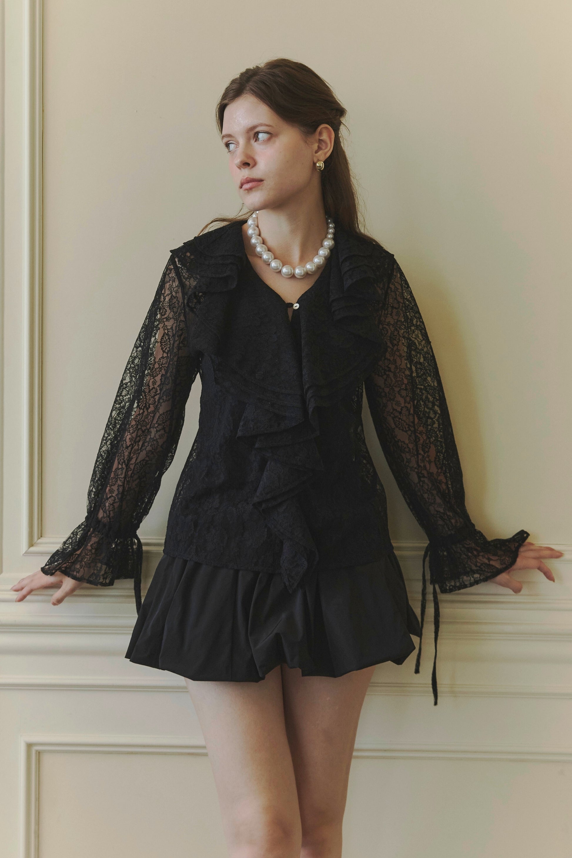 Scalloped lace blouse