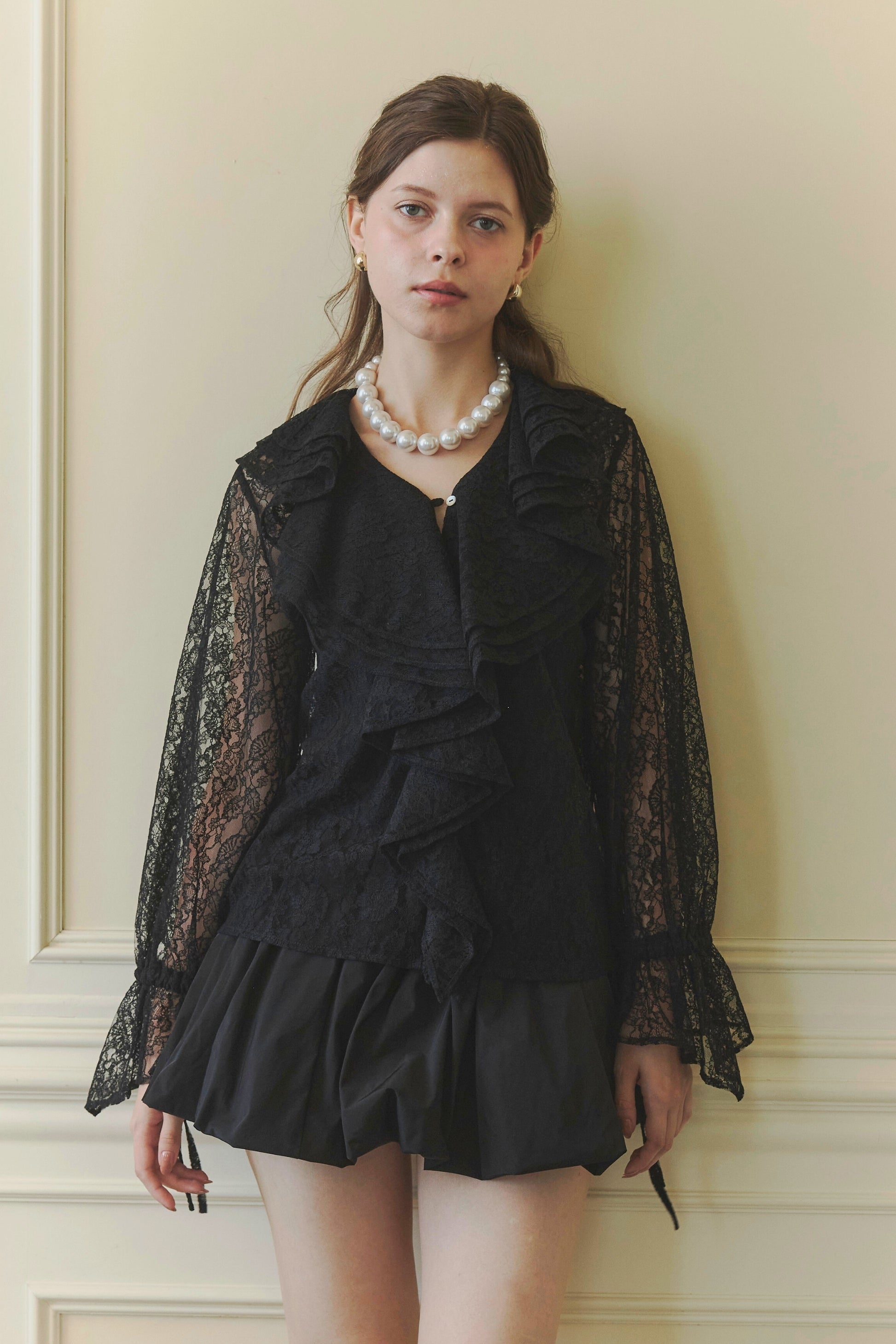 Scalloped lace blouse