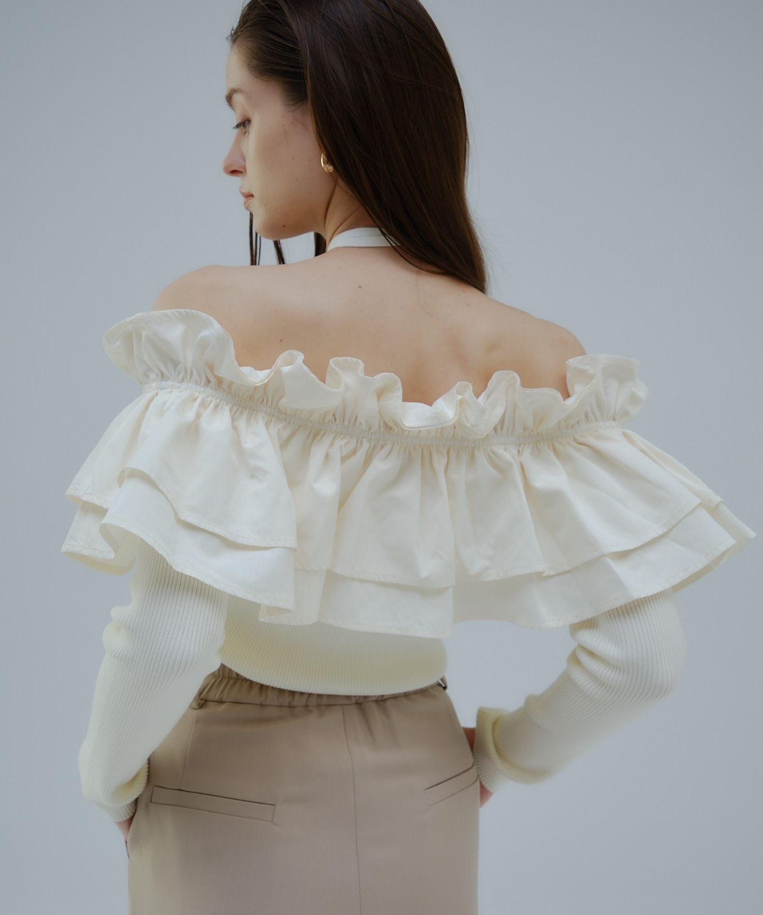 Choker frill knit【White】