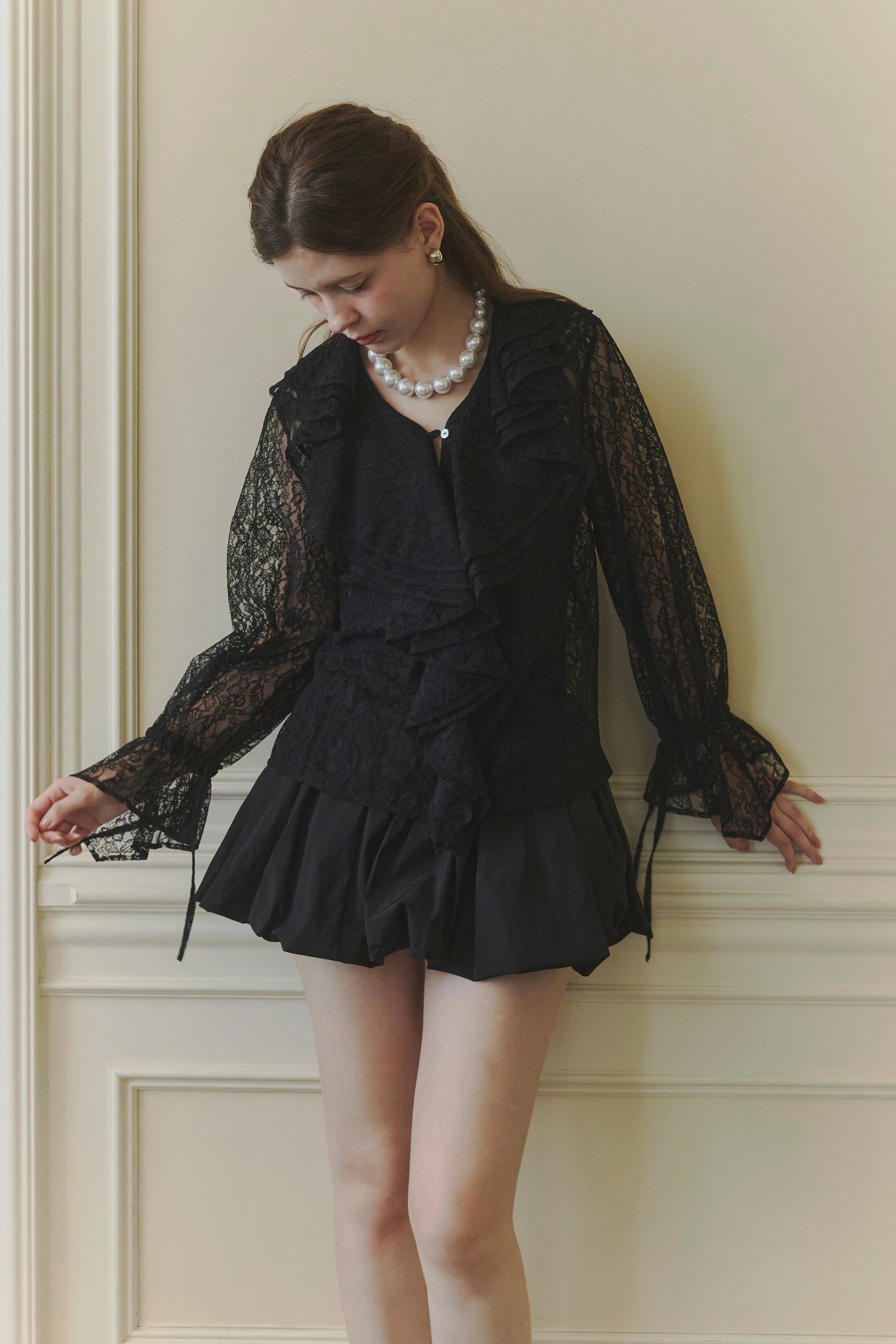 Scalloped lace blouse