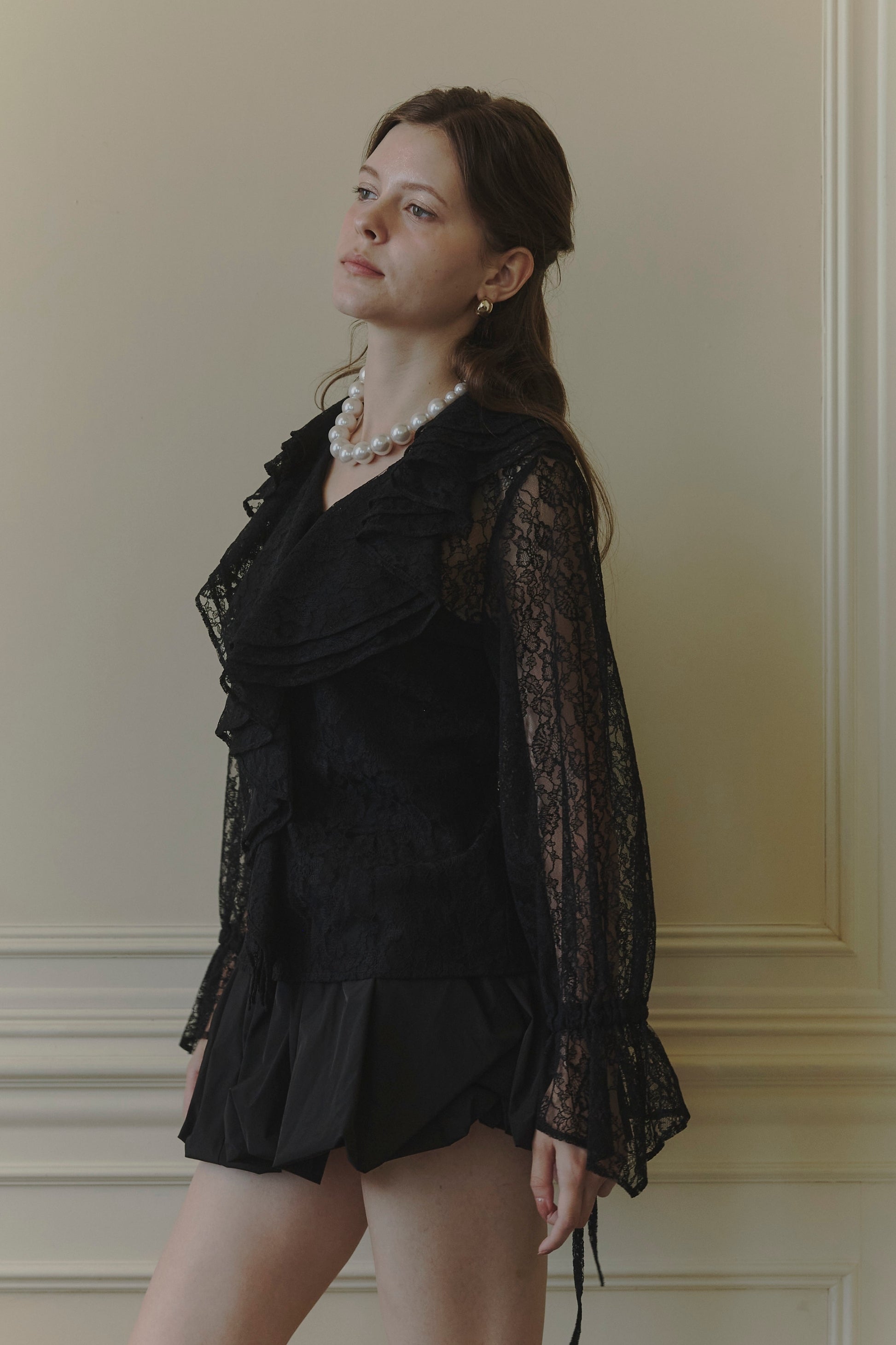 Scalloped lace blouse