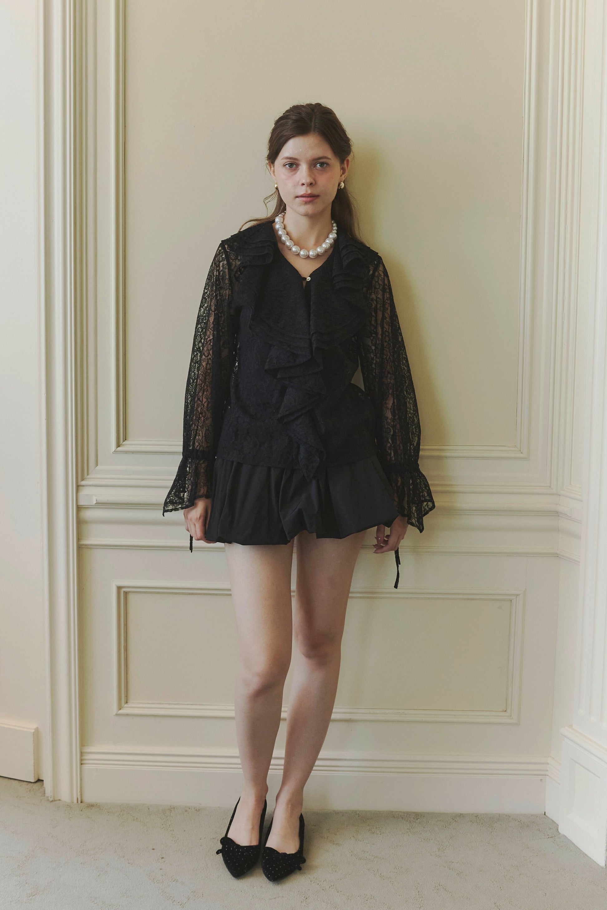 Scalloped lace blouse