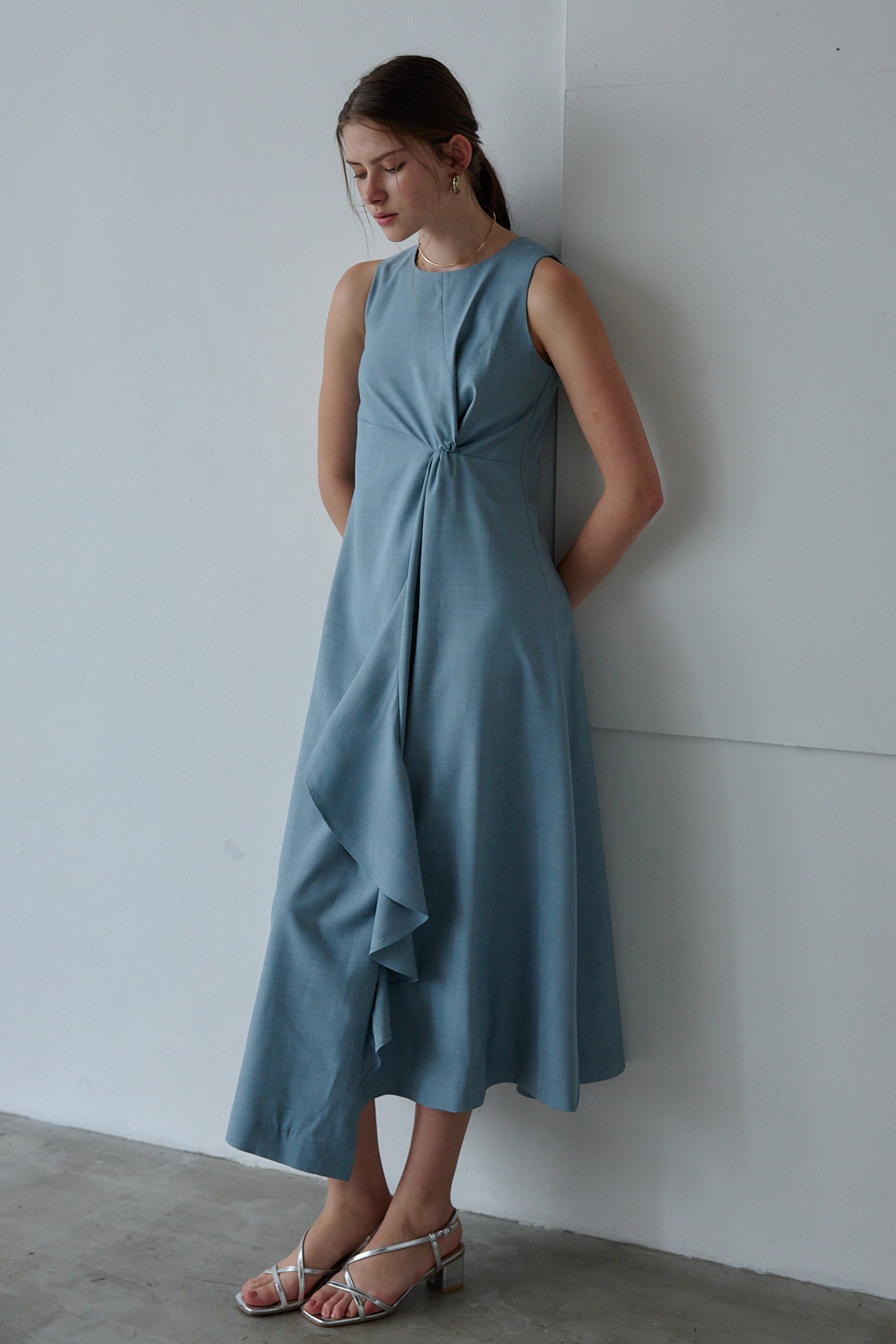Ruffle frill one-piece (light blue)