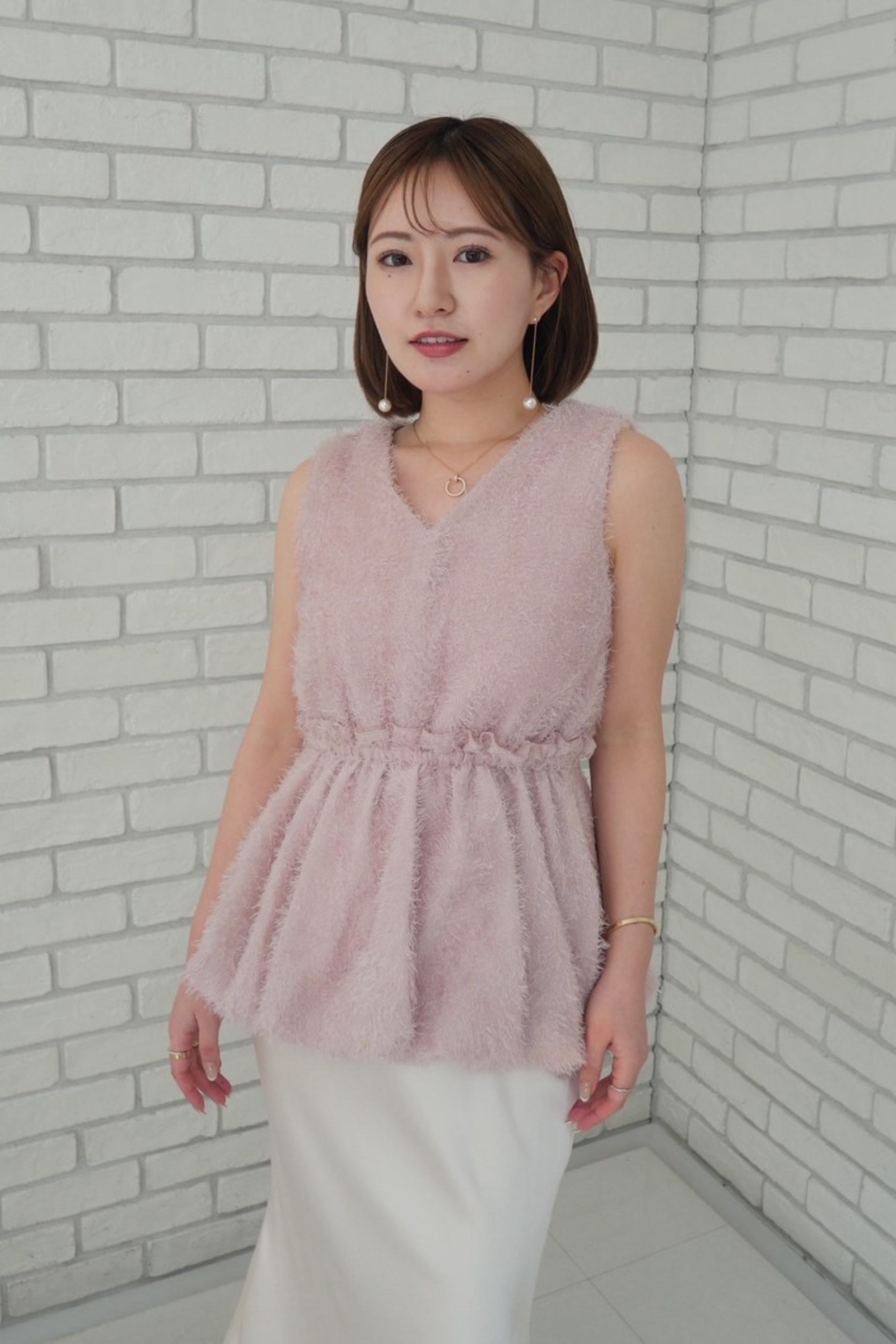 フリンジジャガードブラウス