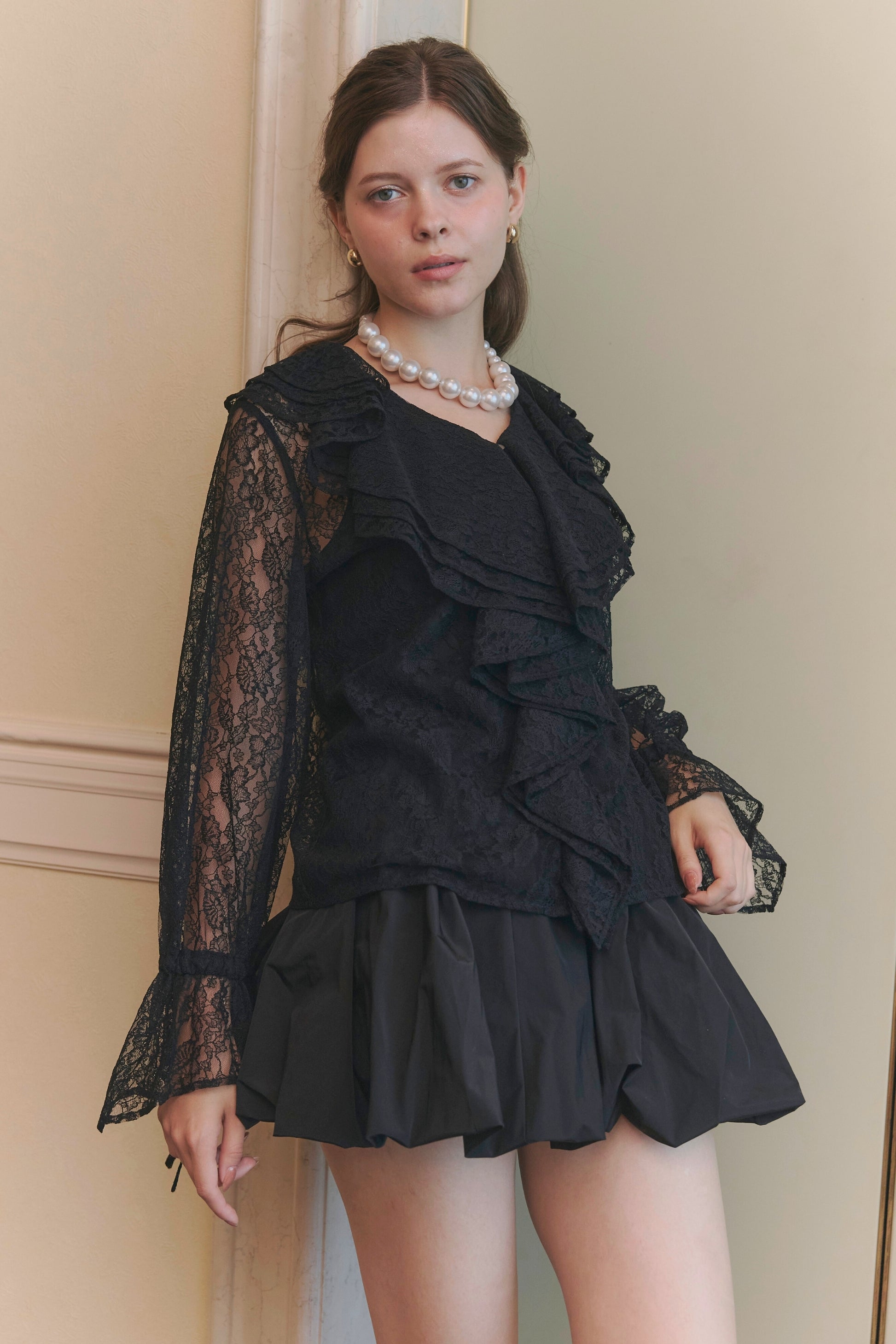 Scalloped lace blouse