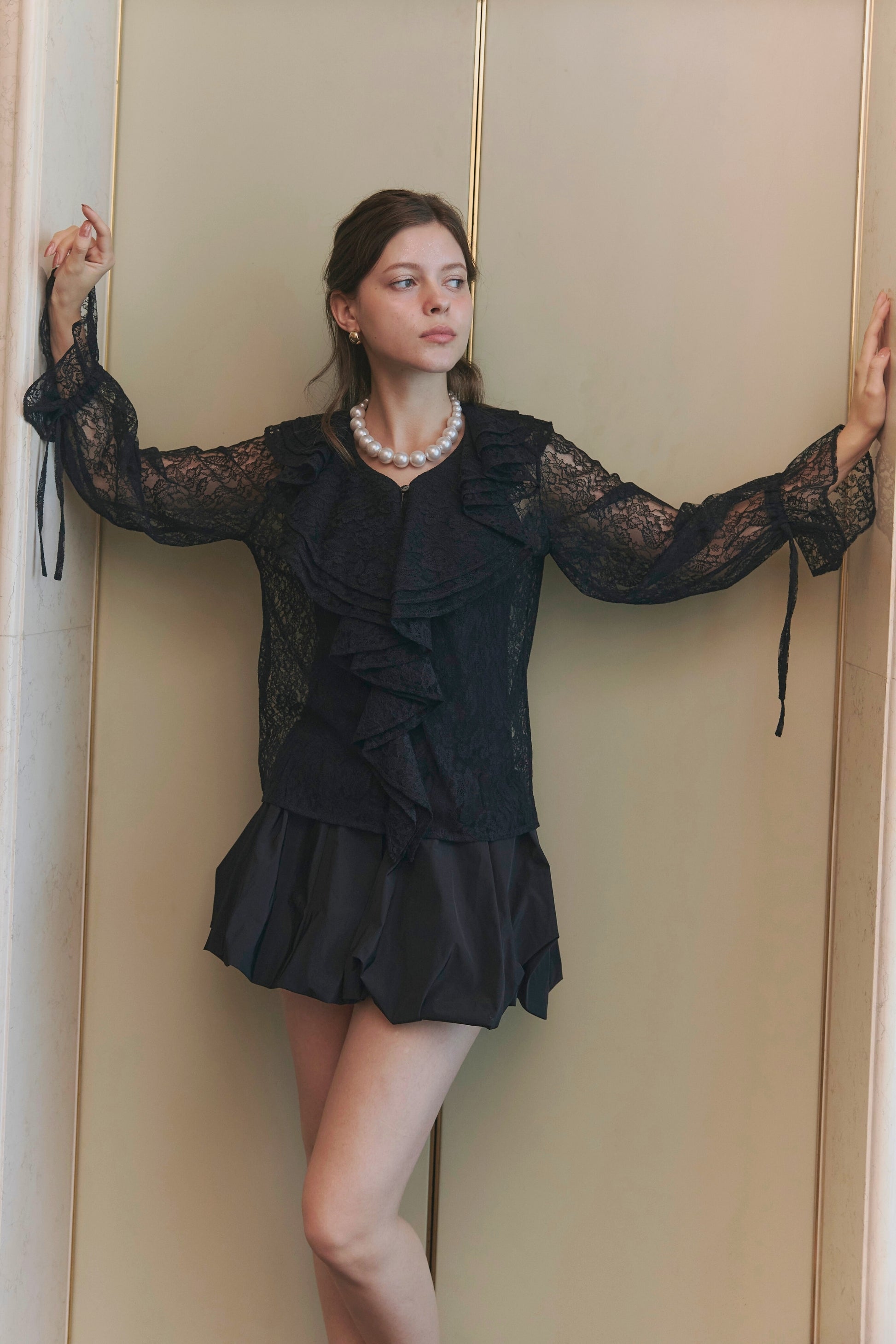 Scalloped lace blouse
