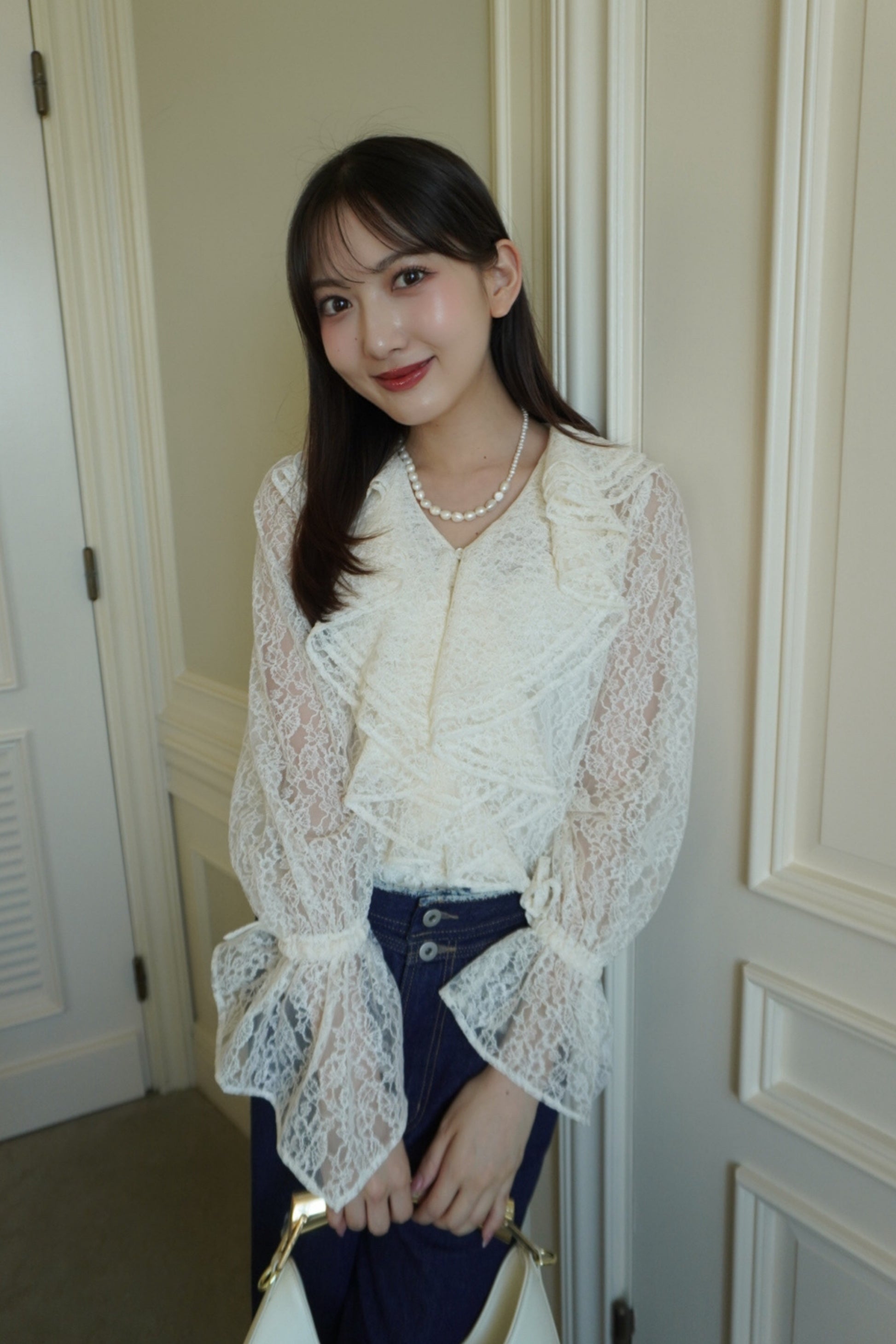 Scalloped lace blouse