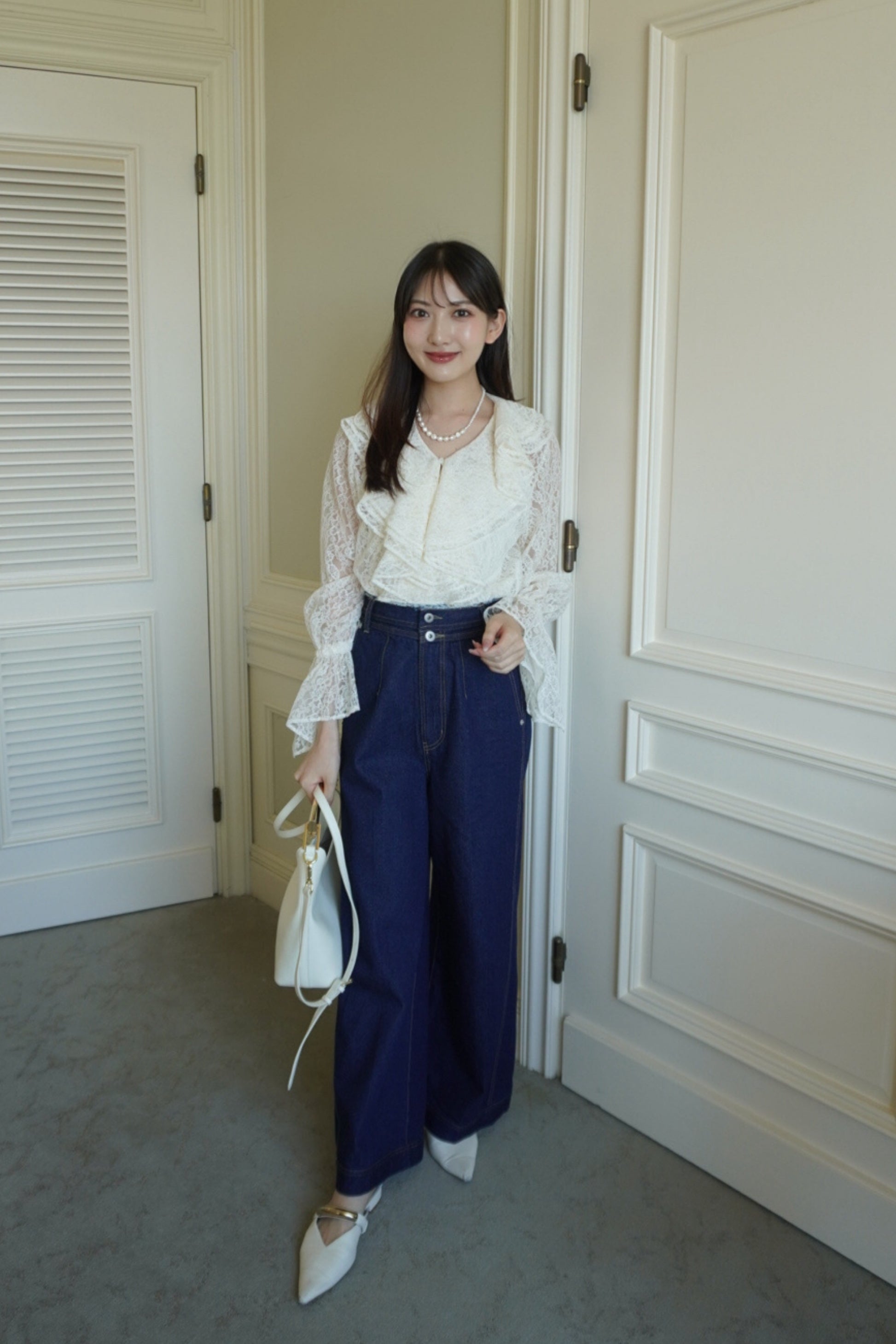 Scalloped lace blouse